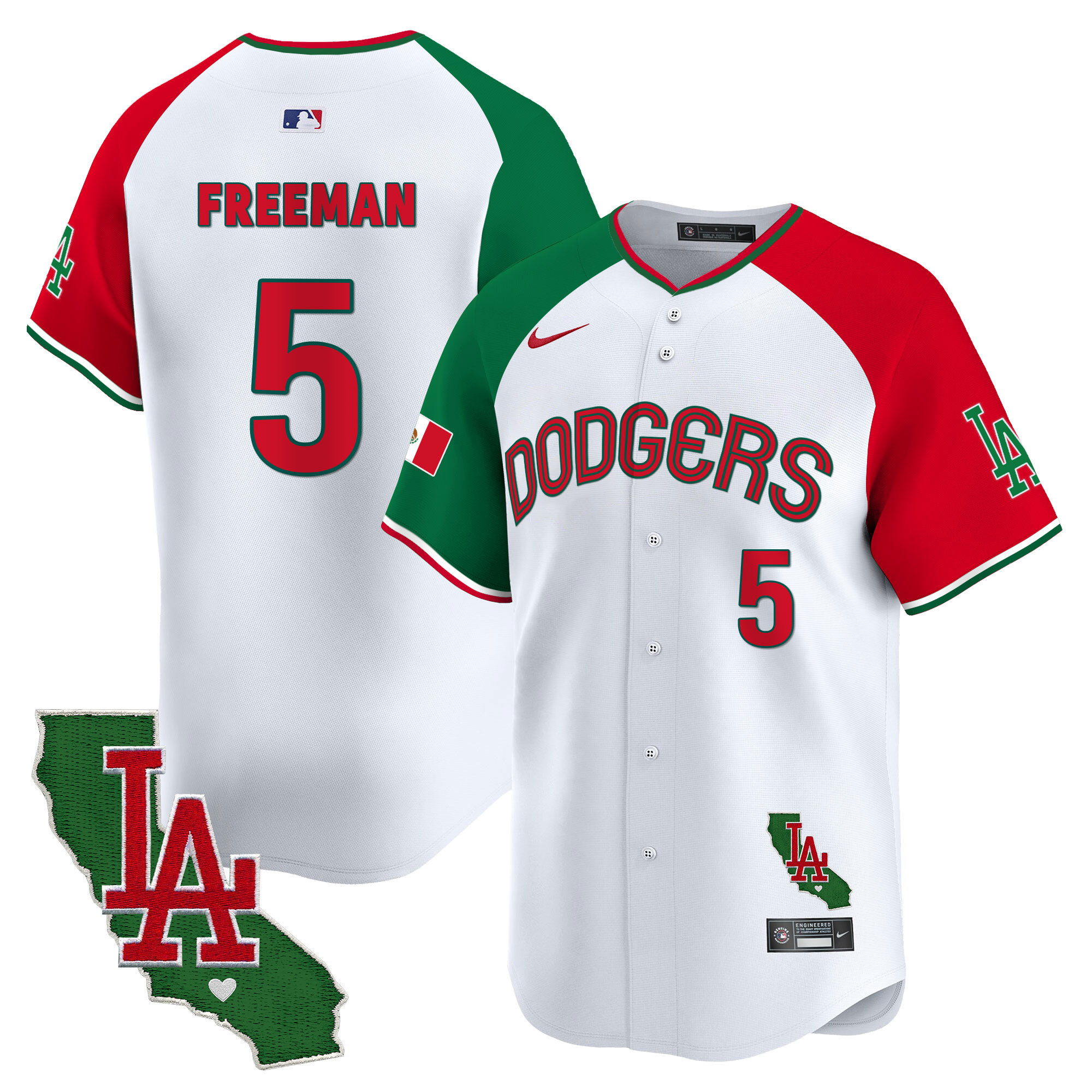 Men's Freddie Freeman Los Angeles Dodgers Mexico California Patch Vapor Premier Limited Alternate Jersey V3 - All Stitched