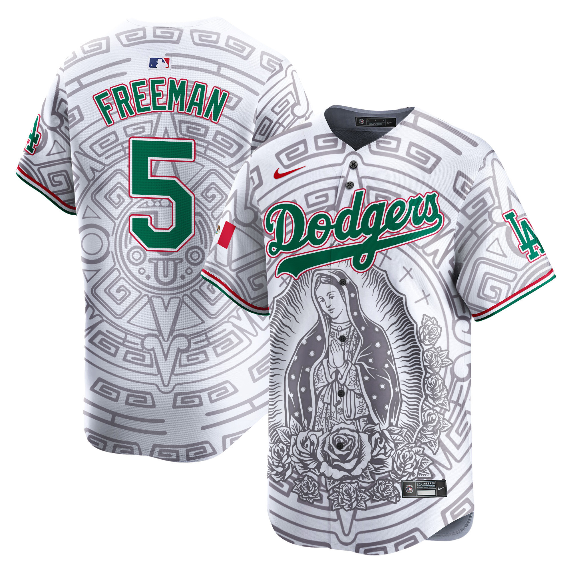 Men's Freddie Freeman Los Angeles Dodgers Mexico Guadalupe Vapor Premier Limited White Jersey V2 - Printed