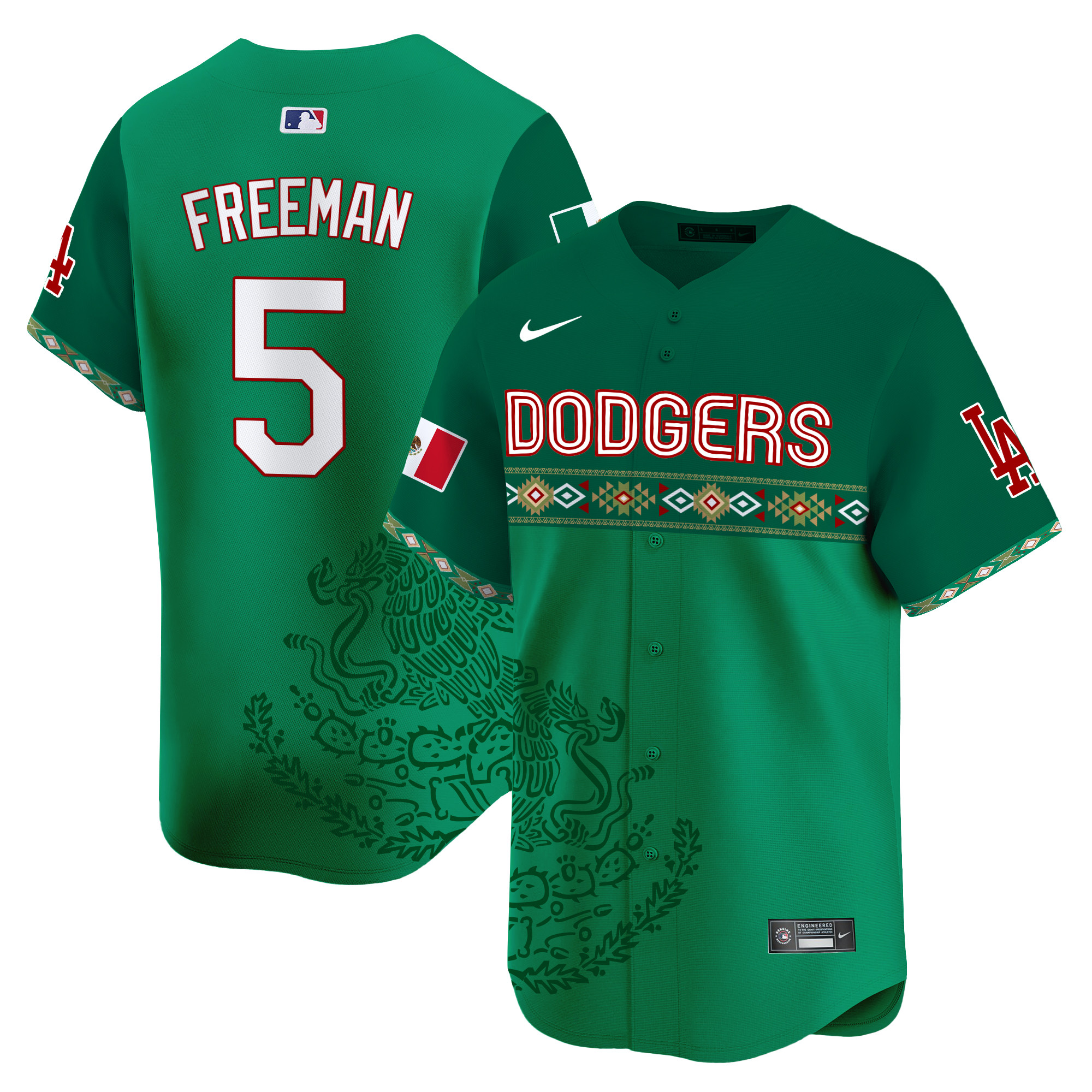 Men's Freddie Freeman Los Angeles Dodgers Mexico Vapor Premier Limited Green Jersey V3 - Printed