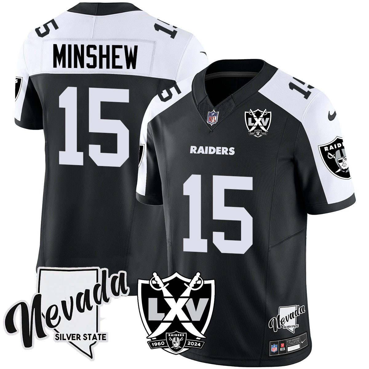 Men's Gardner Minshew Las Vegas Raiders 2024 Vapor Limited Black Alternate Jersey - 65th Anniversary - All Stitched