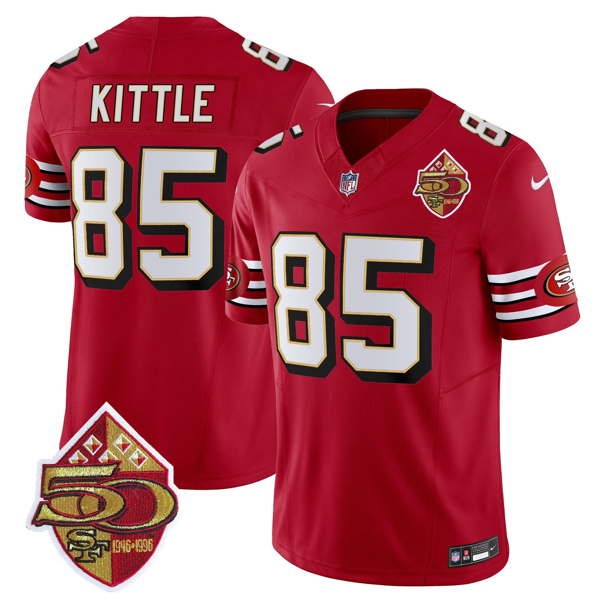 Men's George Kittle San Francisco 49ers 1996 Throwback Vapor Limited Red Jersey - All Stitched