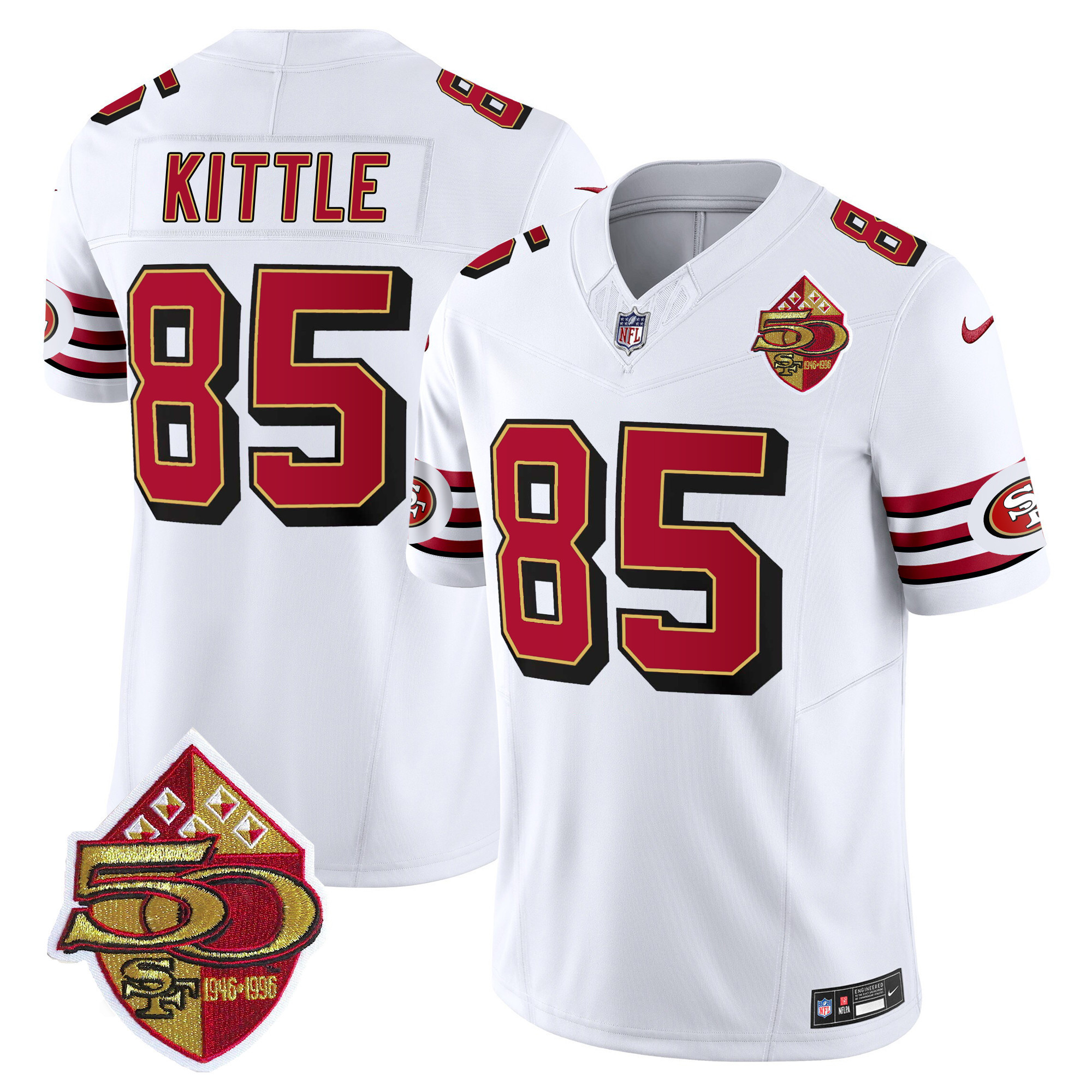 Men's George Kittle San Francisco 49ers 1996 Throwback Vapor Limited White Jersey - All Stitched