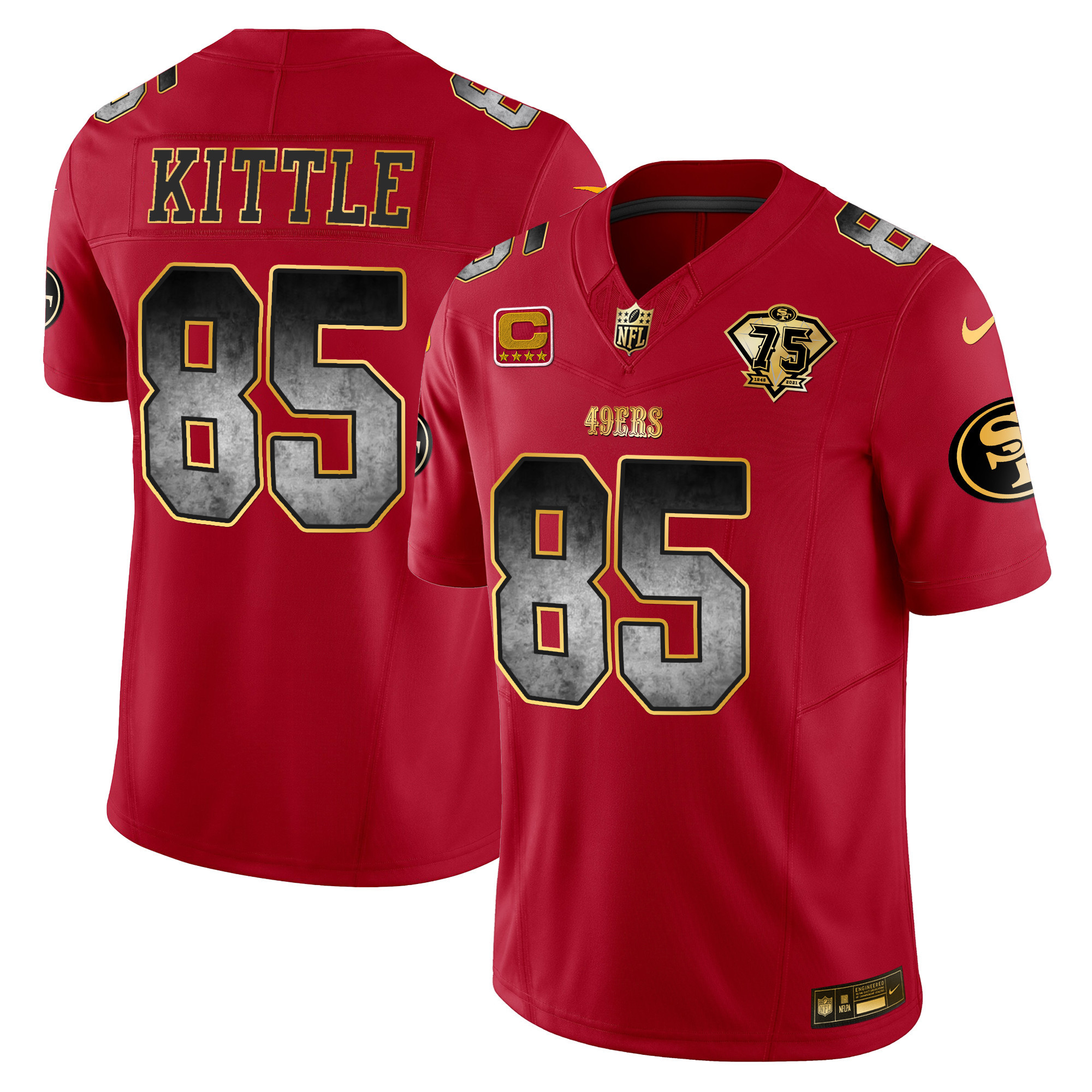 Men's George Kittle San Francisco 49ers Arch Smoke Vapor Scarlet Limited Jersey - All Stitched