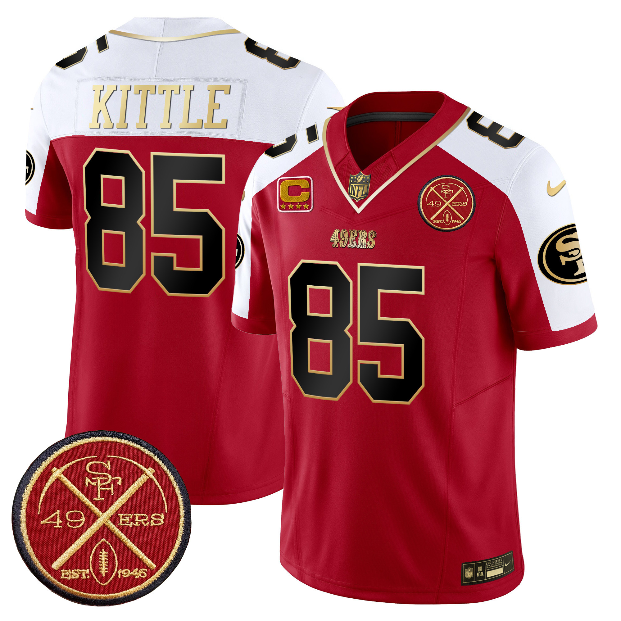 Men's George Kittle San Francisco 49ers Est.1946 Patch Vapor Limited Alternate Jersey - All Stitched