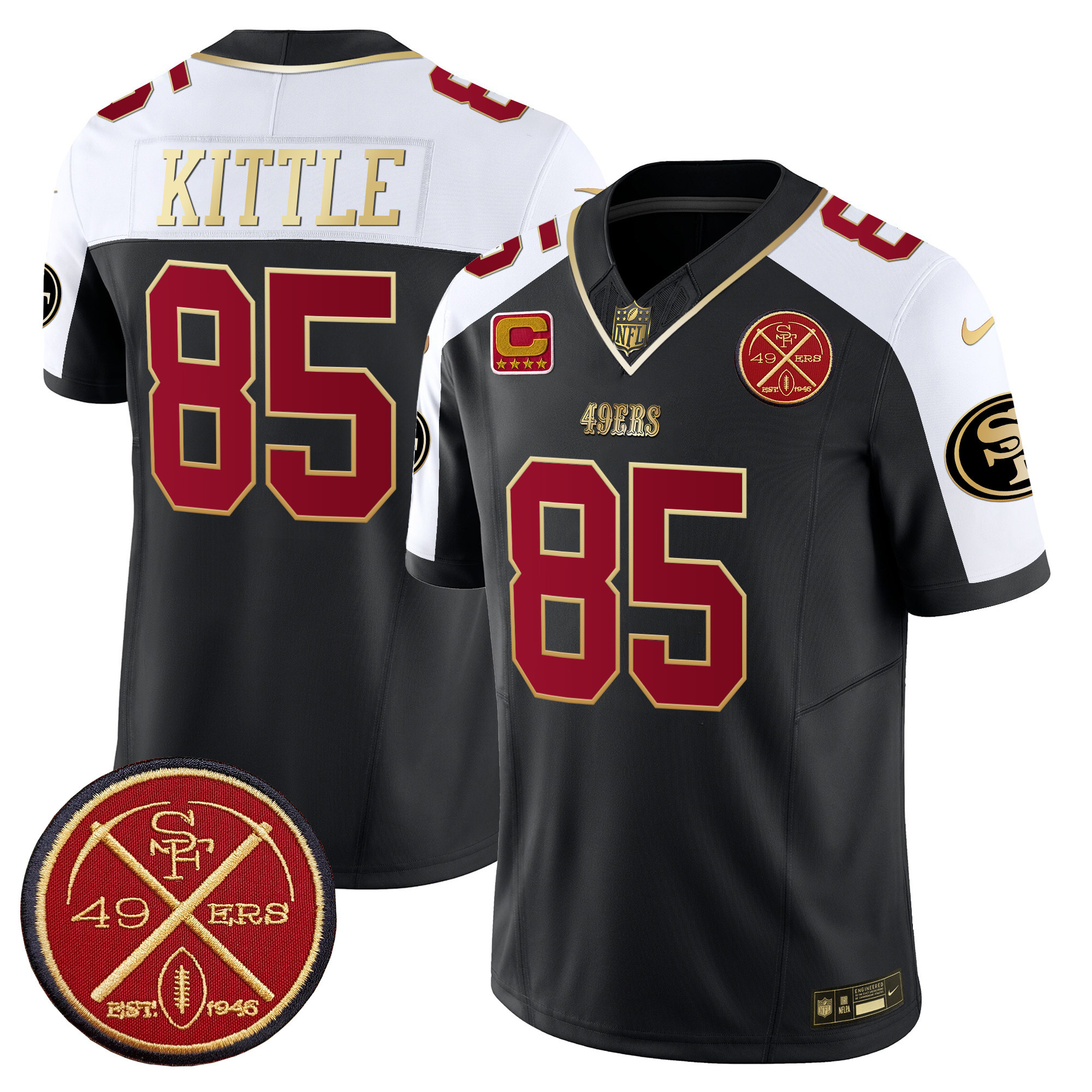 Men's George Kittle San Francisco 49ers Est.1946 Patch Vapor Limited Black Alternate Jersey - All Stitched
