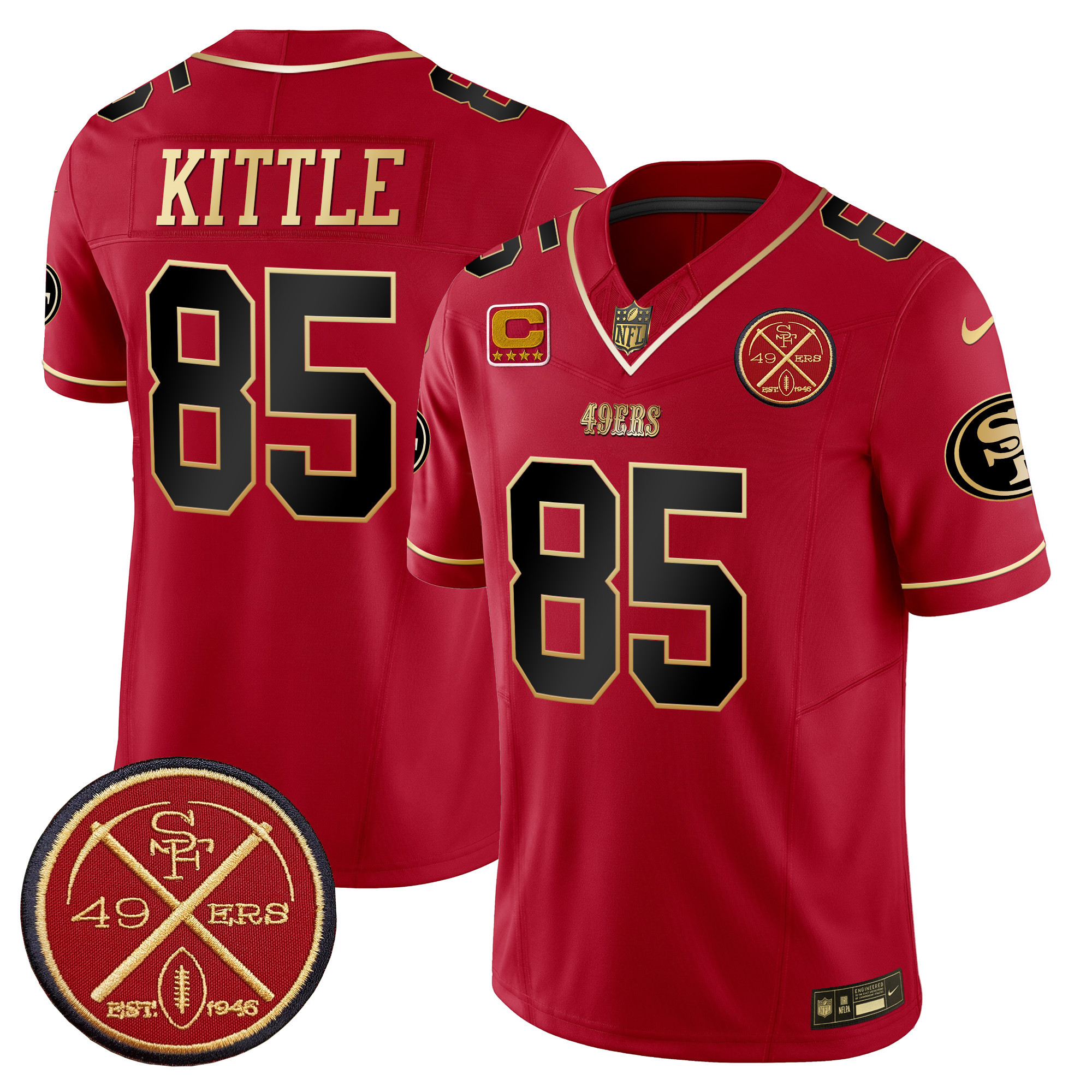 Men's George Kittle San Francisco 49ers Est.1946 Patch Vapor Limited Scarlet Limited Jersey - All Stitched