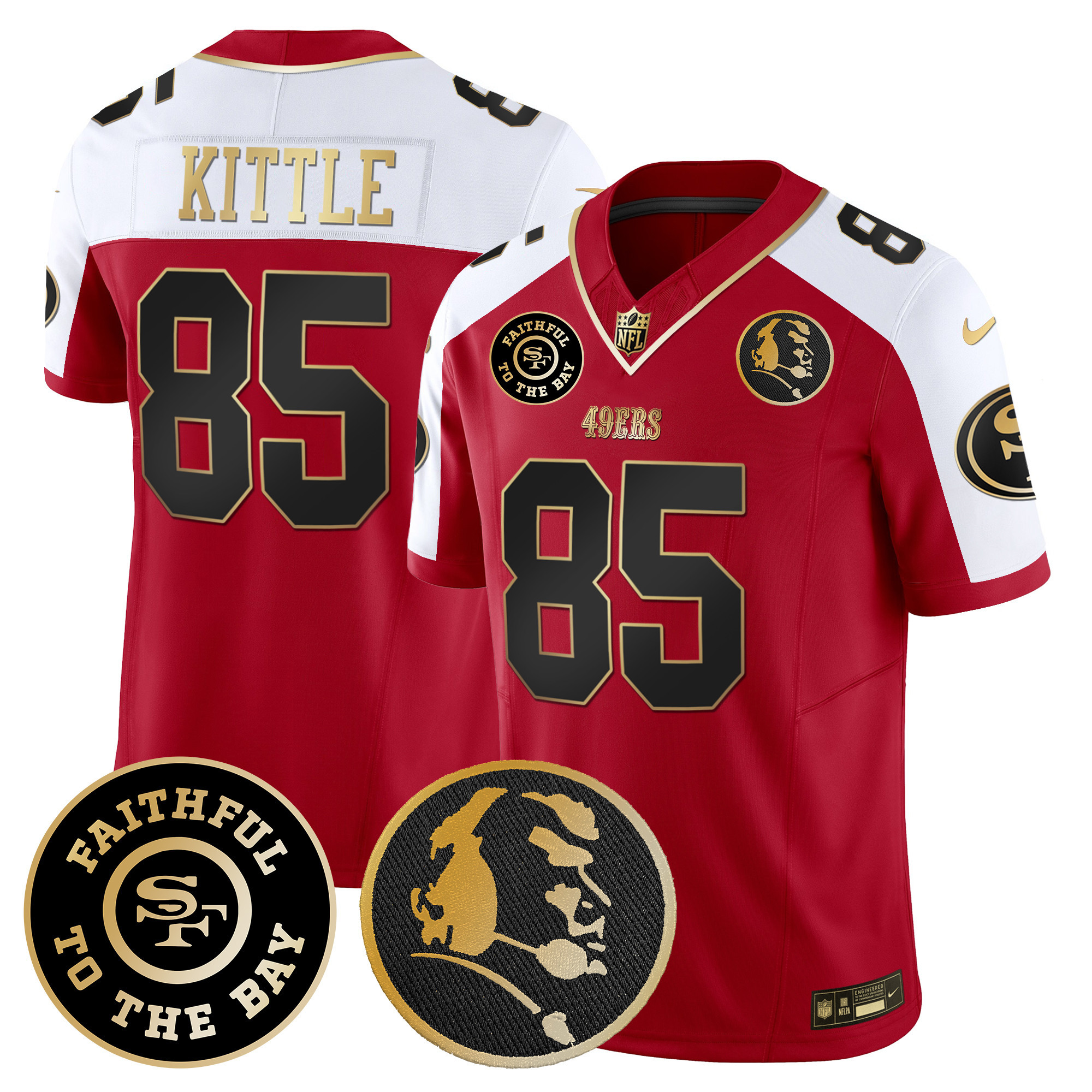 Men's George Kittle San Francisco 49ers Faithful & John Madden Patch Vapor Alternate Jersey - All Stitched