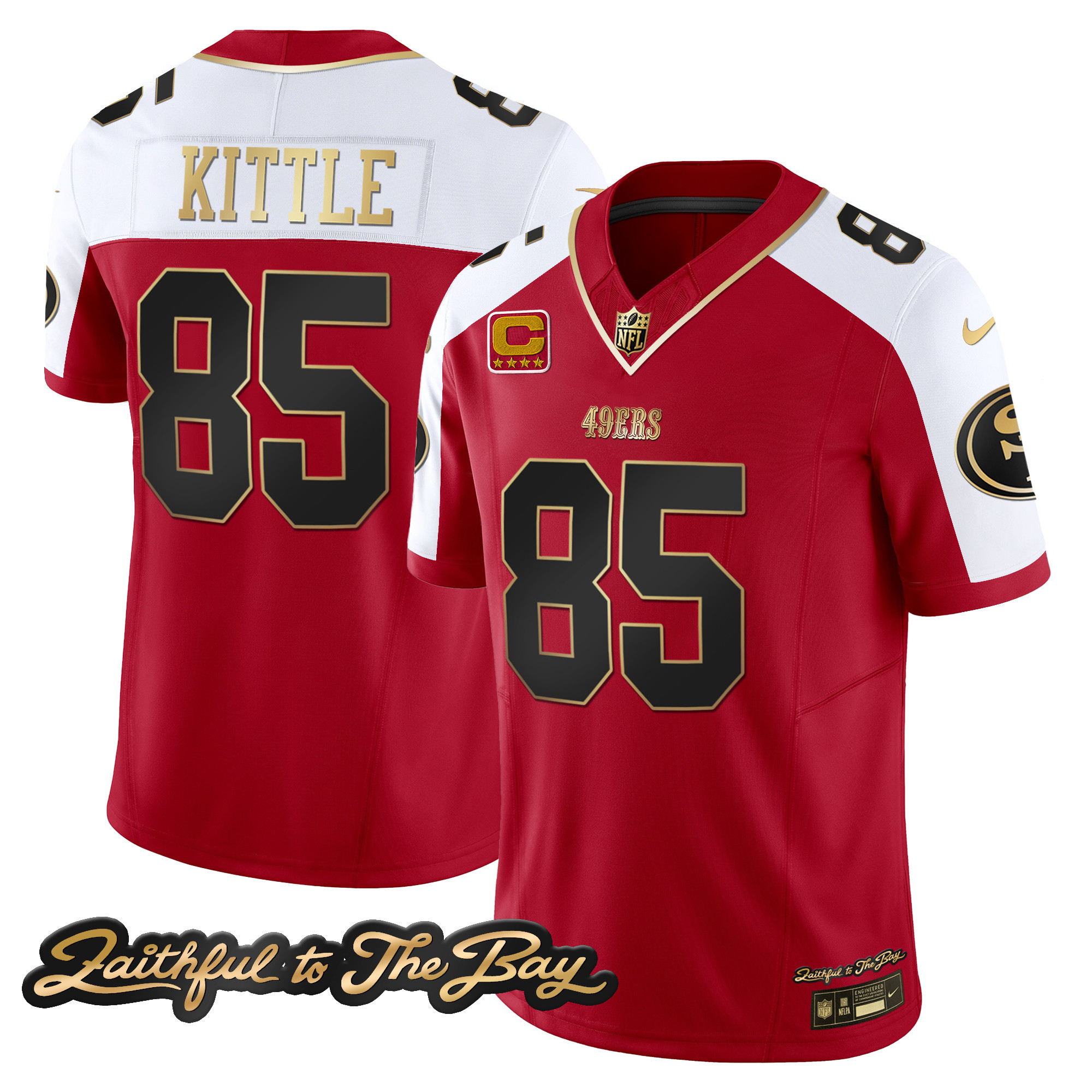 Men's George Kittle San Francisco 49ers Faithful To The Bay Patch Vapor Limited Alternate Jersey V3 - All Stitched