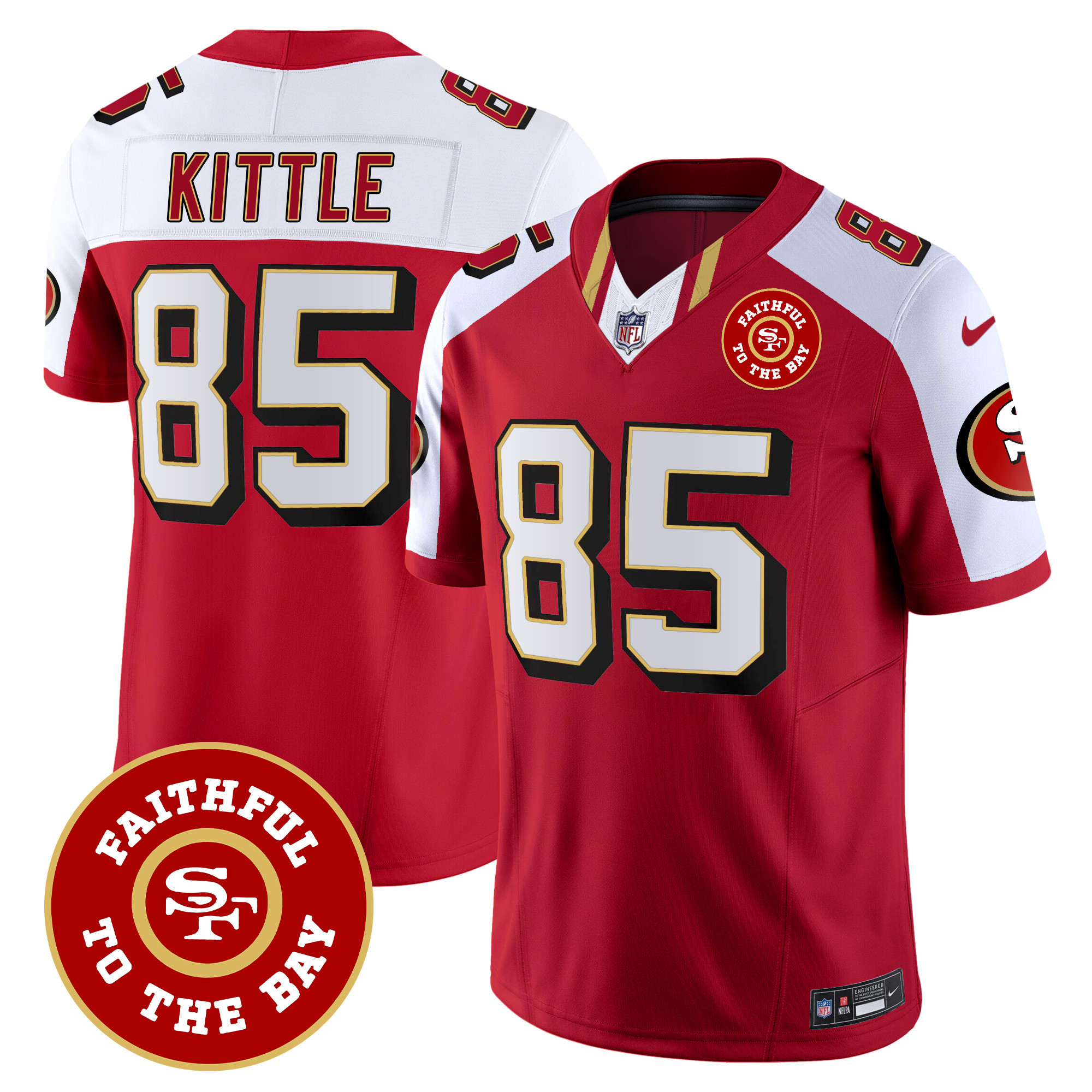 Men's George Kittle San Francisco 49ers Faithful To The Bay Patch Vapor Limited Alternate Jersey V9 - All Stitched