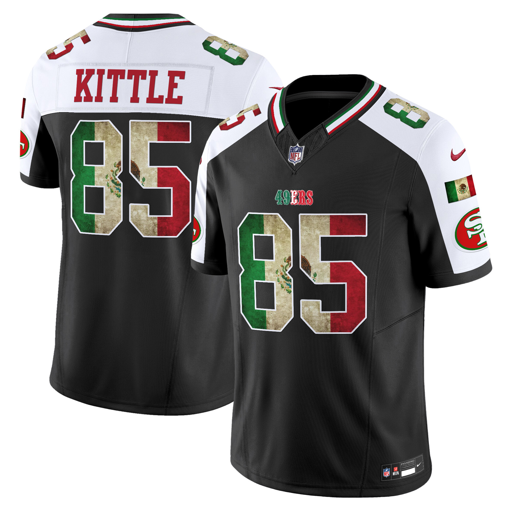 Men's George Kittle San Francisco 49ers Mexico Vapor Limited Black Alternate Jersey - All Stitched