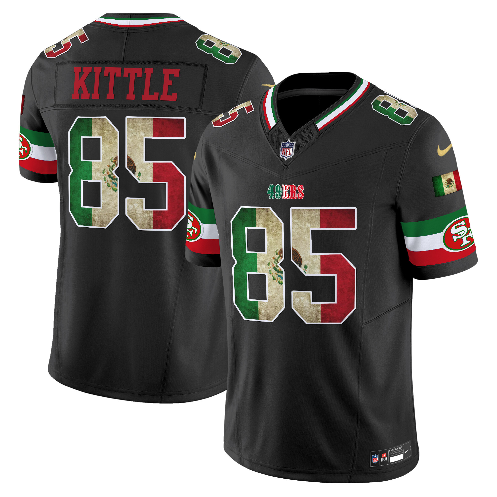 Men's George Kittle San Francisco 49ers Mexico Vapor Limited Black Jersey - All Stitched
