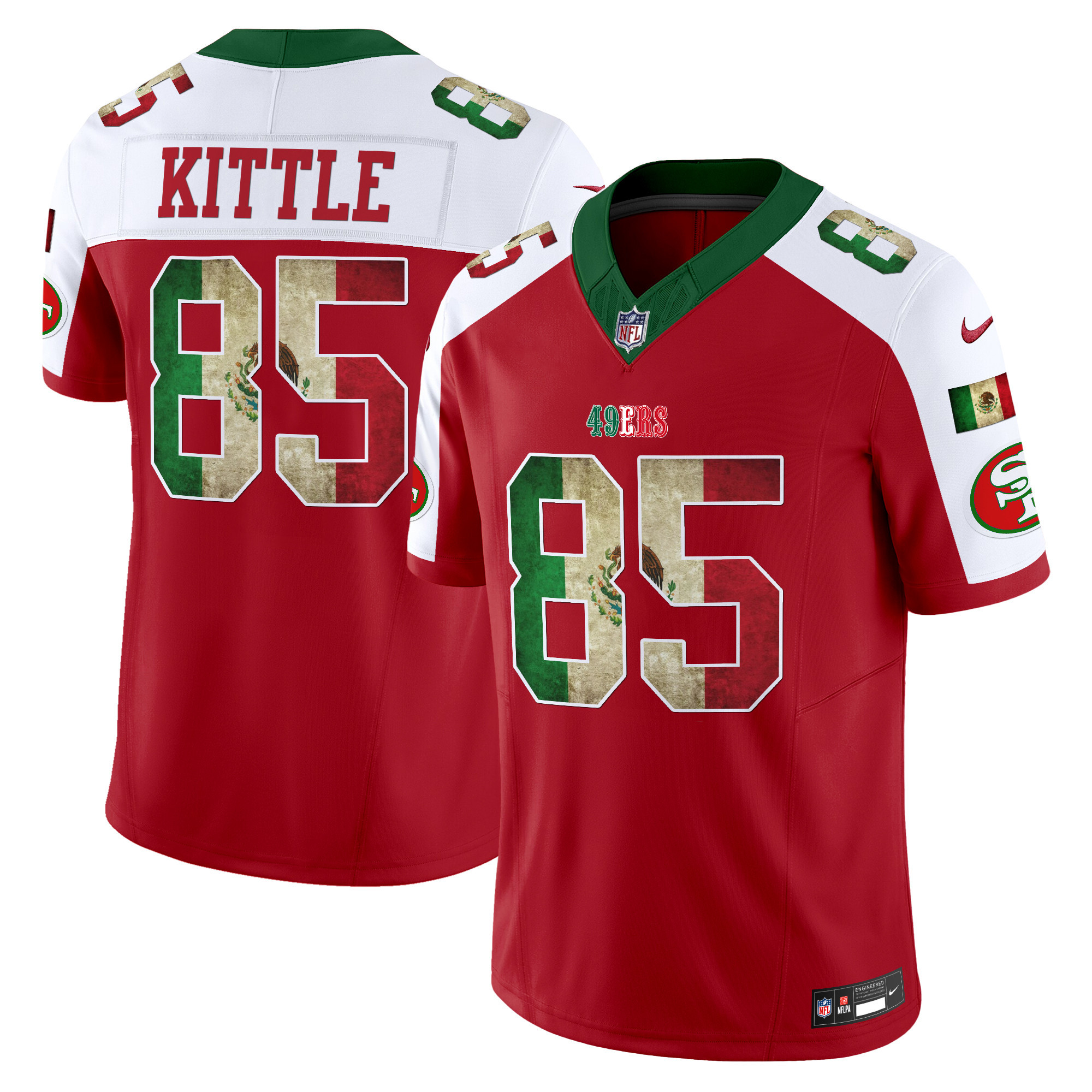 Men's George Kittle San Francisco 49ers Mexico Vapor Limited Red Alternate Jersey - All Stitched