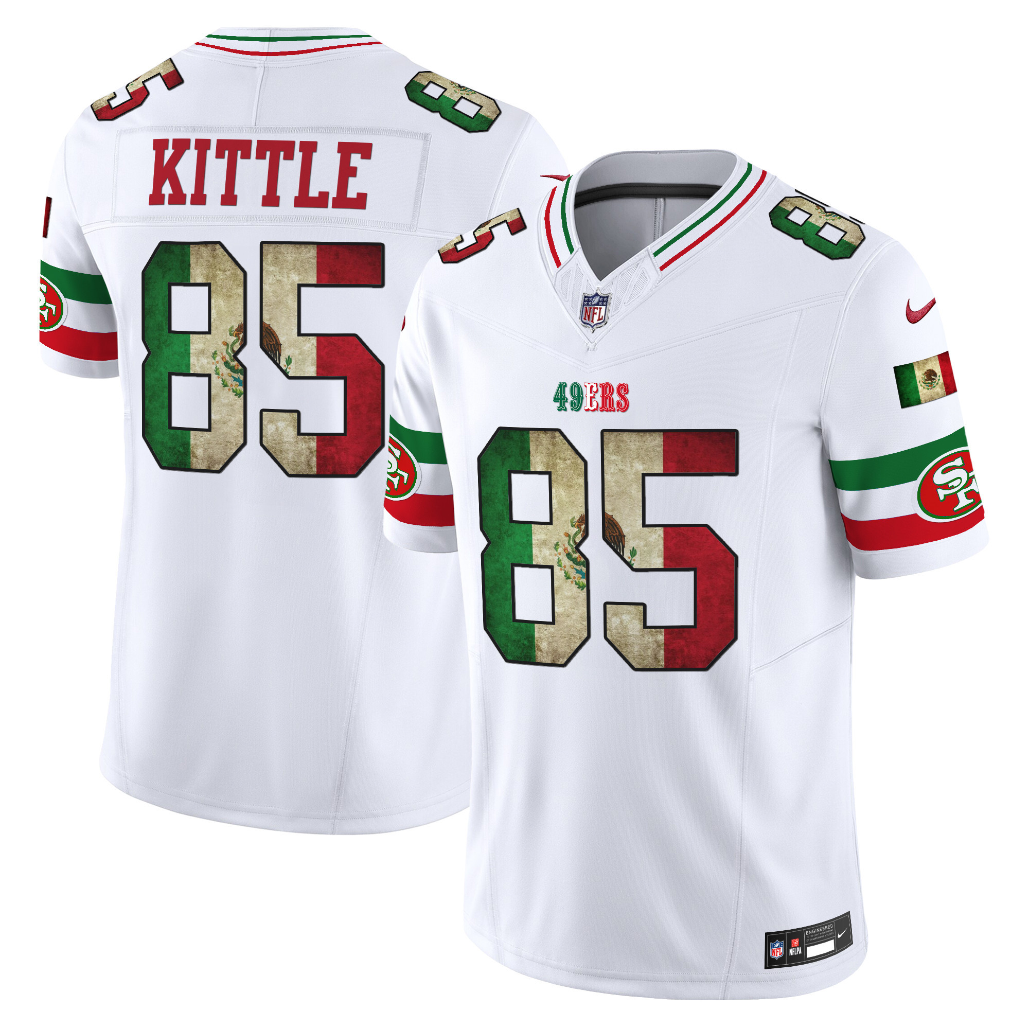 Men's George Kittle San Francisco 49ers Mexico Vapor Limited White Jersey - All Stitched