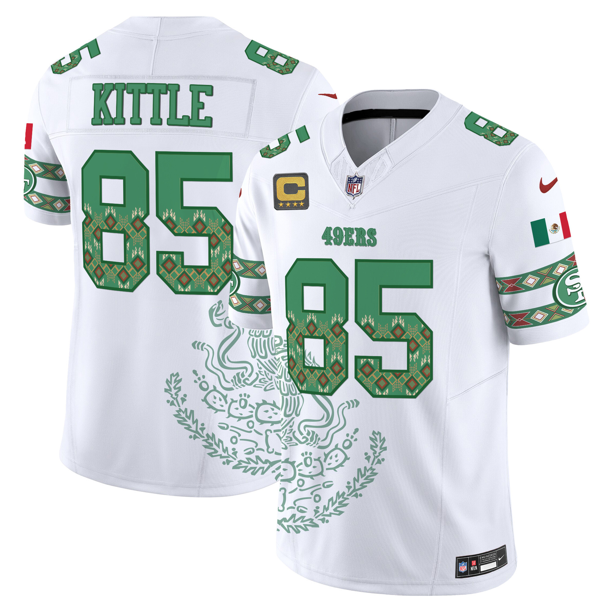 Men's George Kittle San Francisco 49ers Mexico Vapor Limited White Jersey - Printed