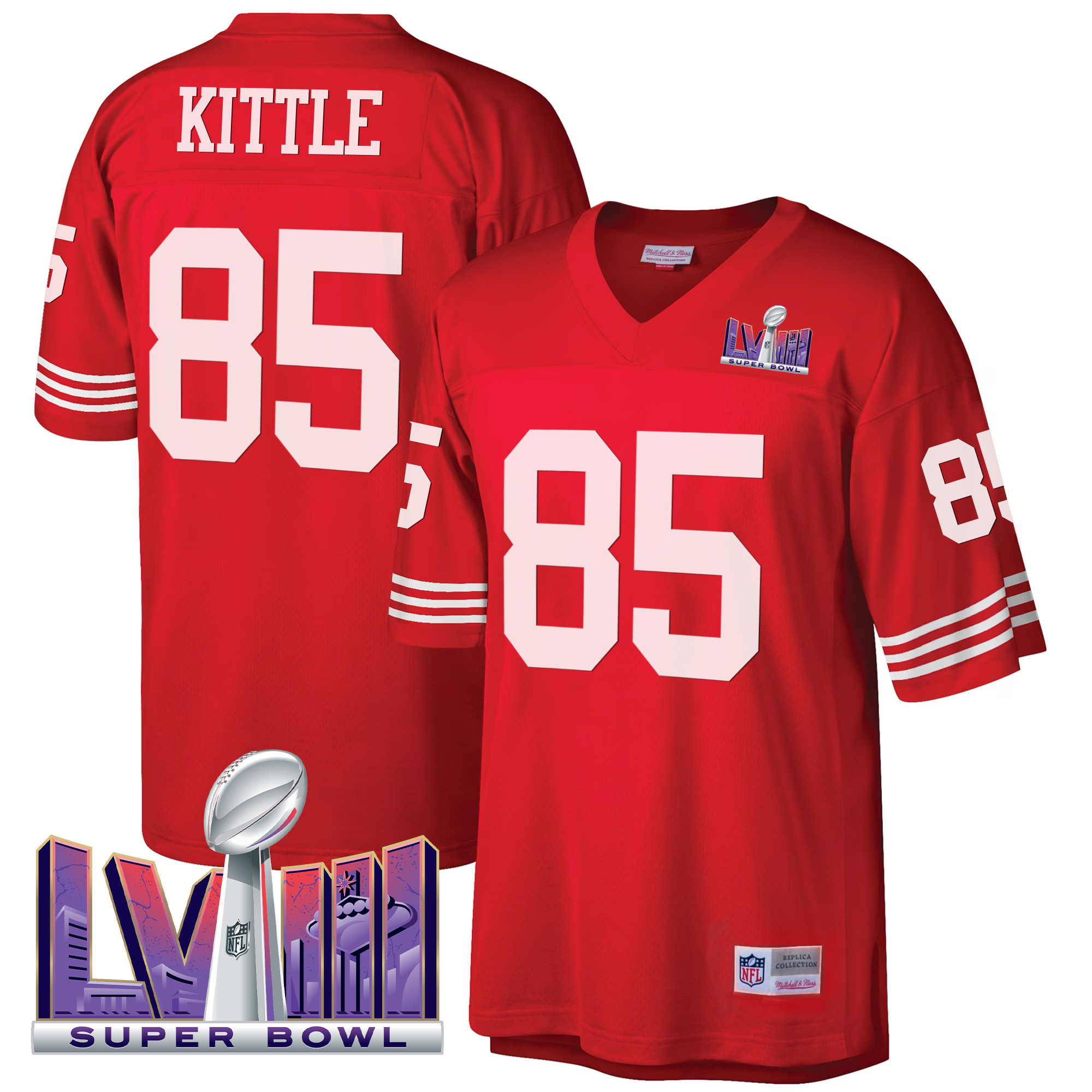 Men's George Kittle San Francisco 49ers Super Bowl LVIII 1990 Big & Tall Red Jersey - All Stitched
