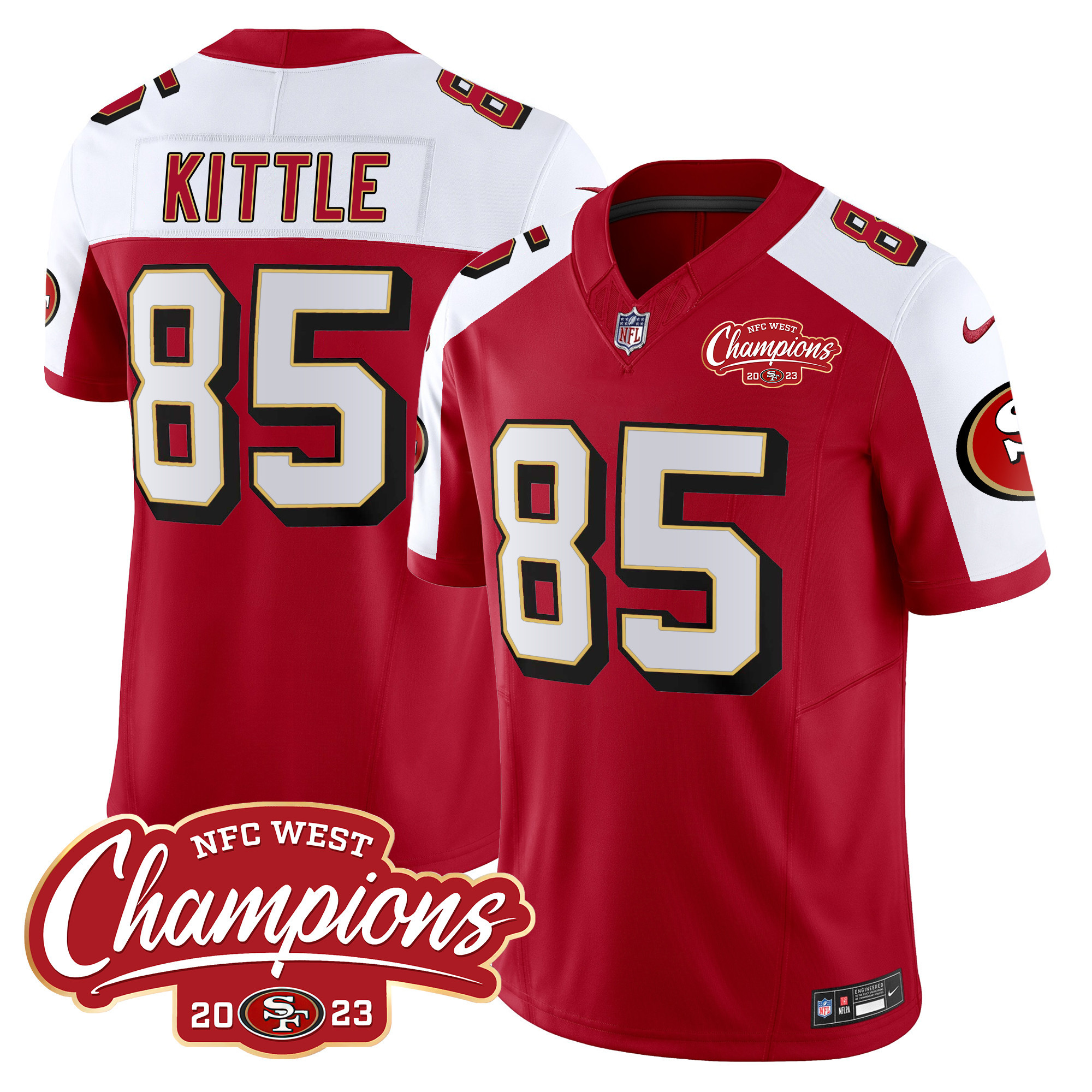 Men's George Kittle San Francisco 49ers Throwback NFC West Champions Patch Vapor Alternate Jersey - All Stitched
