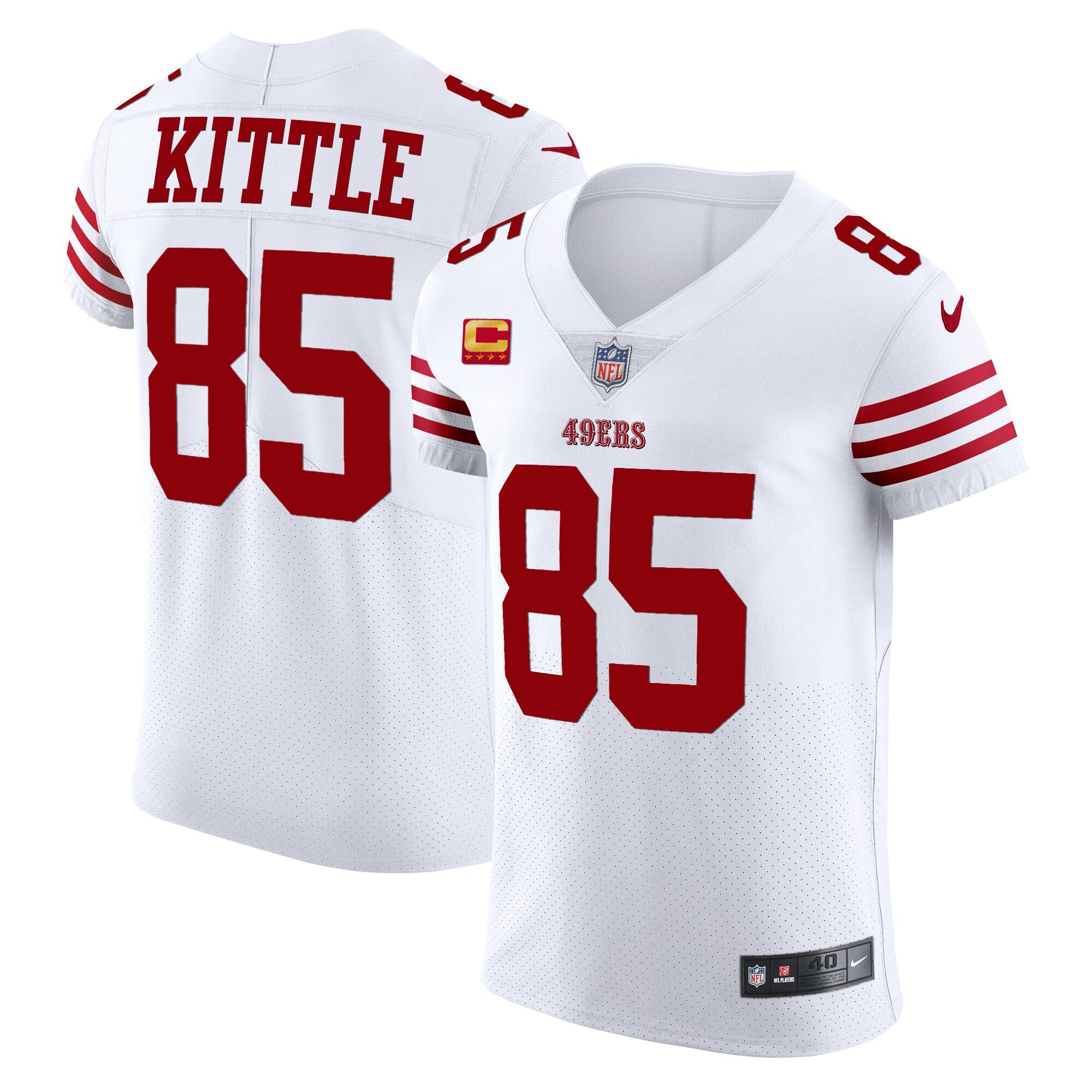 Men's George Kittle San Francisco 49ers Vapor Elite White Jersey - All Stitched
