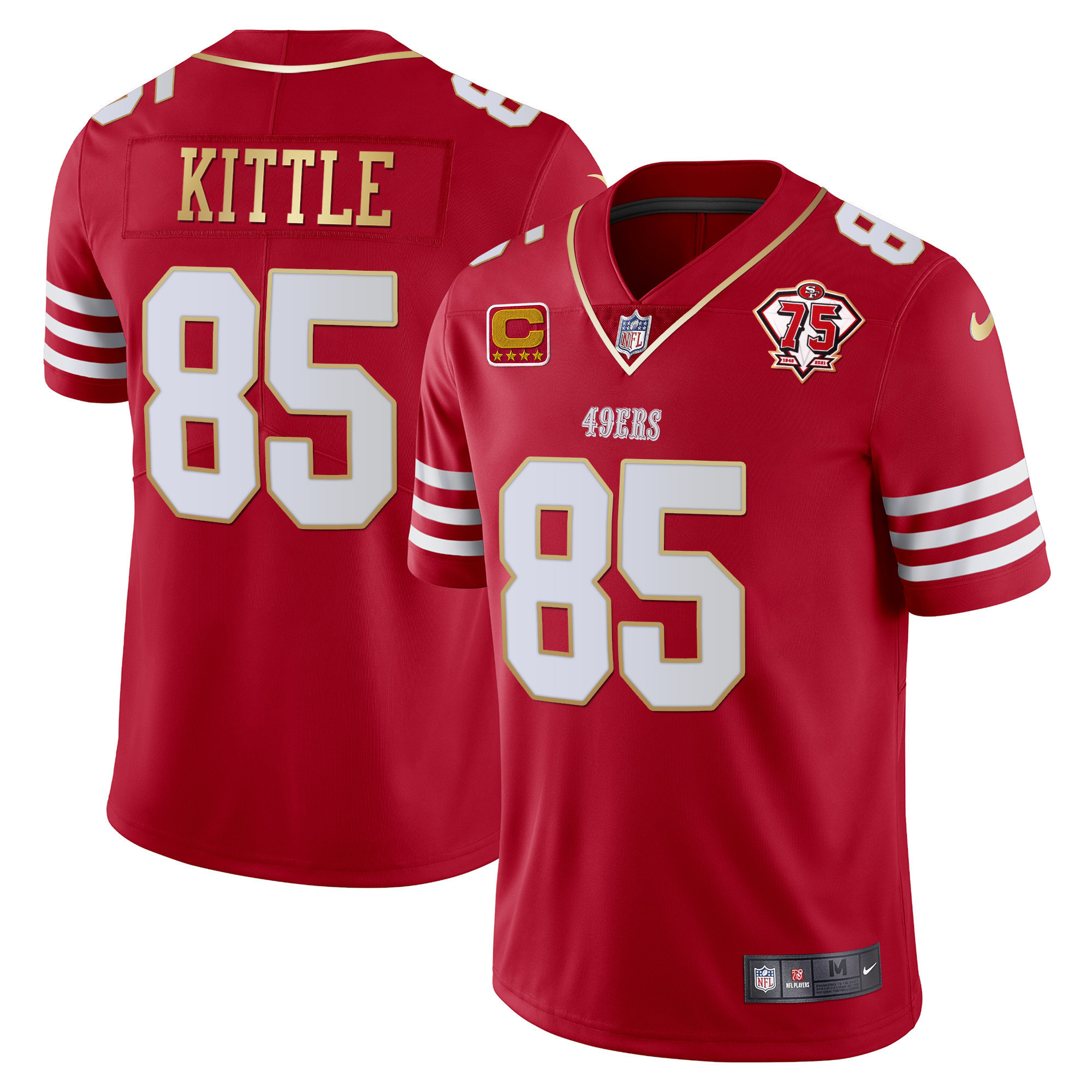 Men's George Kittle San Francisco 49ers Vapor Gold Red Gold Jersey Collection - All Stitched