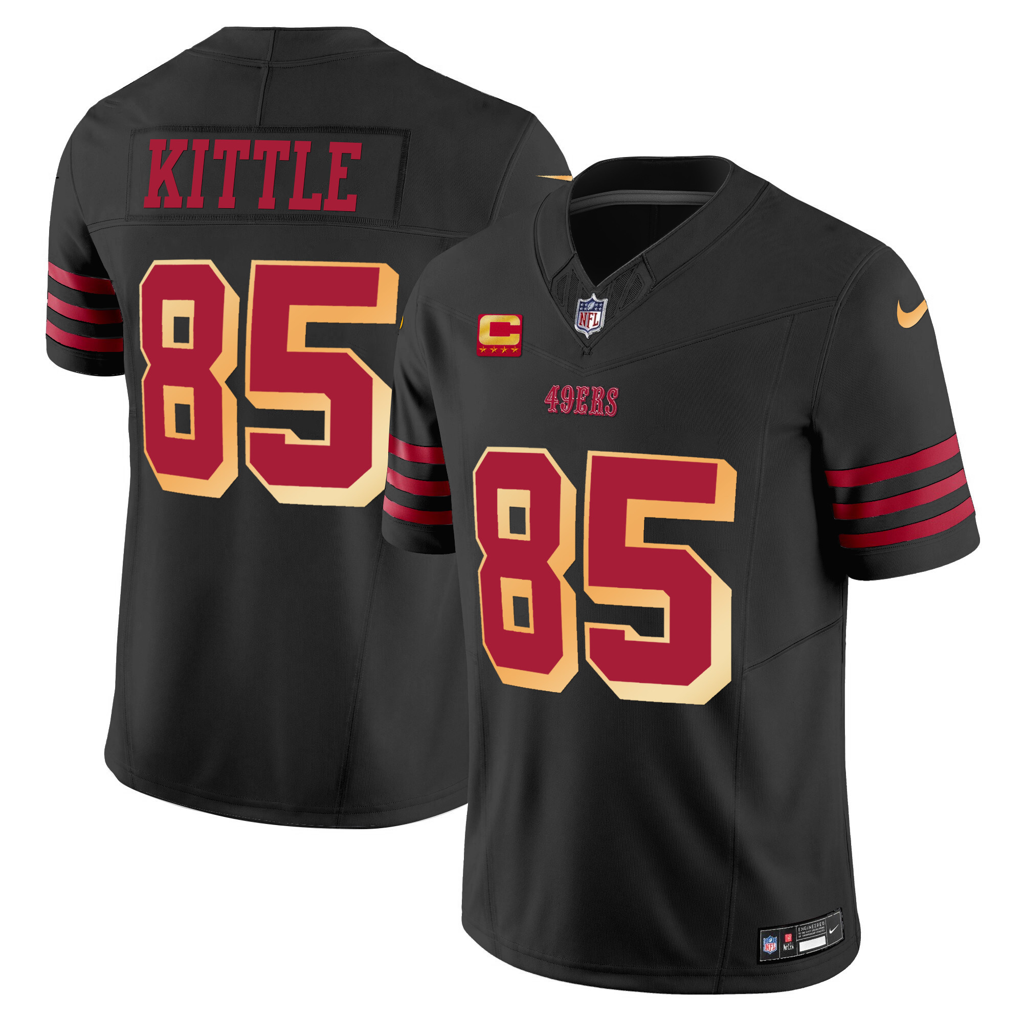 Men's George Kittle San Francisco 49ers Vapor Limited Black Jersey V2 - All Stitched