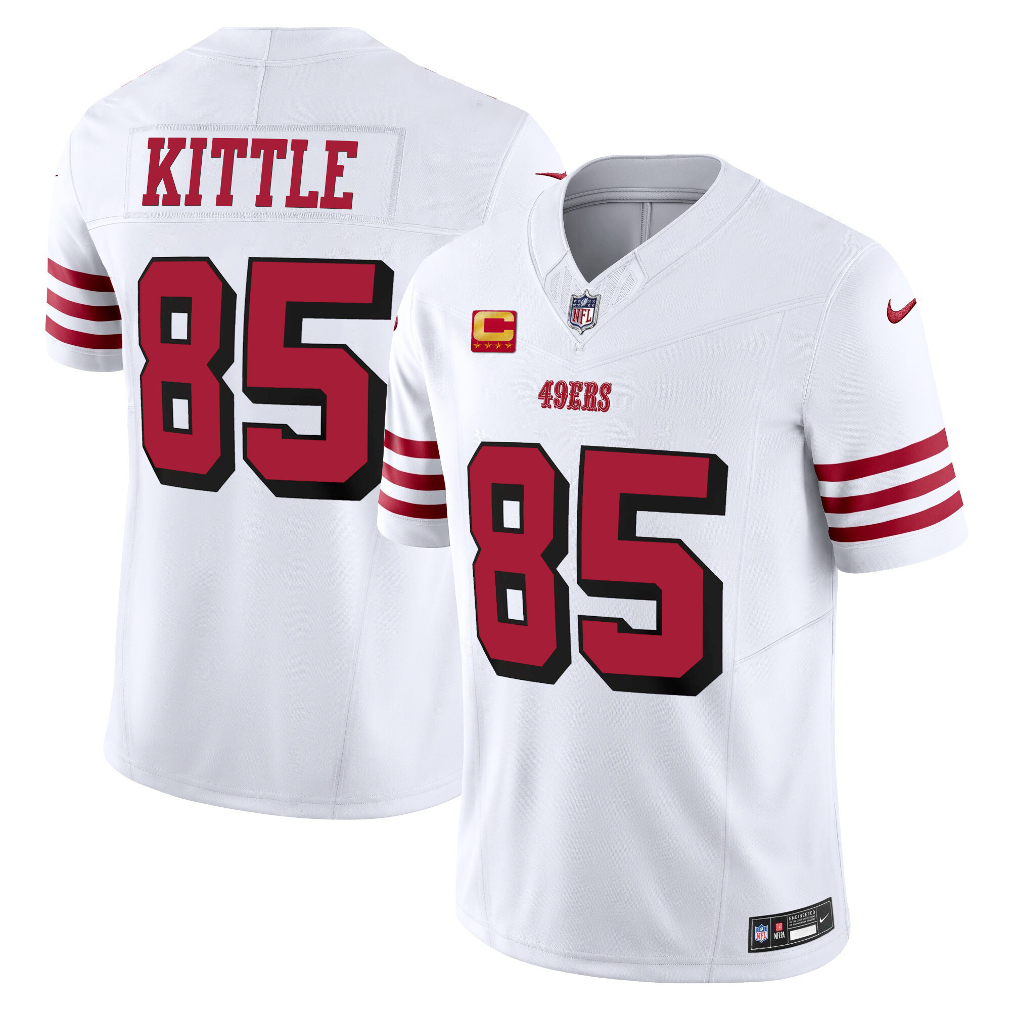 Men's George Kittle San Francisco 49ers Vapor Limited White Jersey V2 - All Stitched