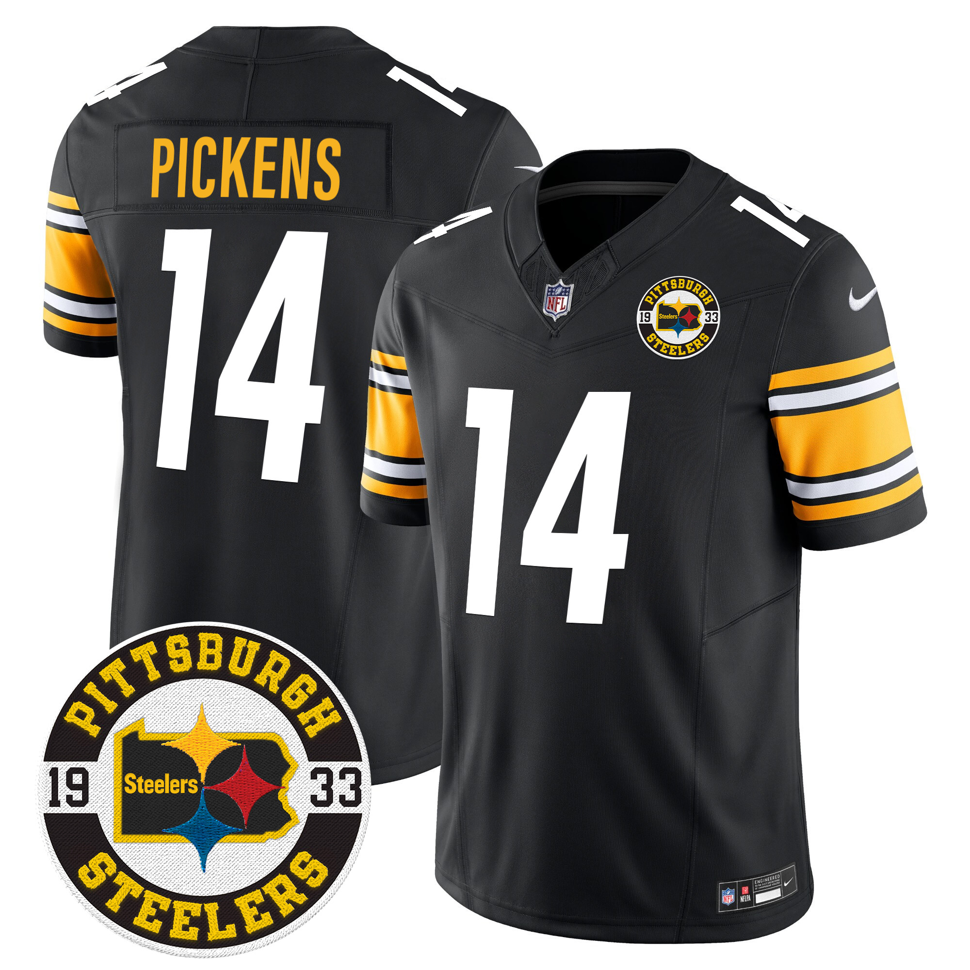 Men's George Pickens Pittsburgh Steelers 2024 Vapor Limited Black Jersey - All Stitched