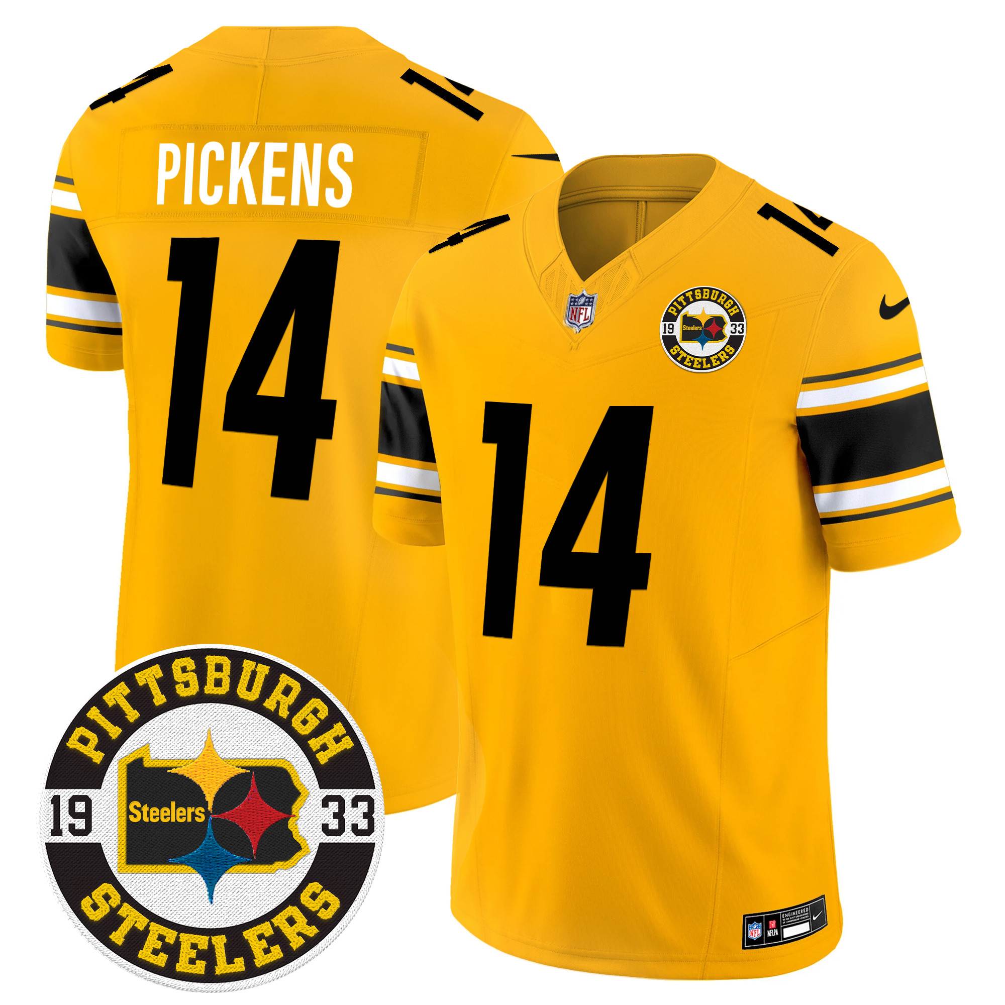 Men's George Pickens Pittsburgh Steelers 2024 Vapor Limited Gold Jersey - All Stitched