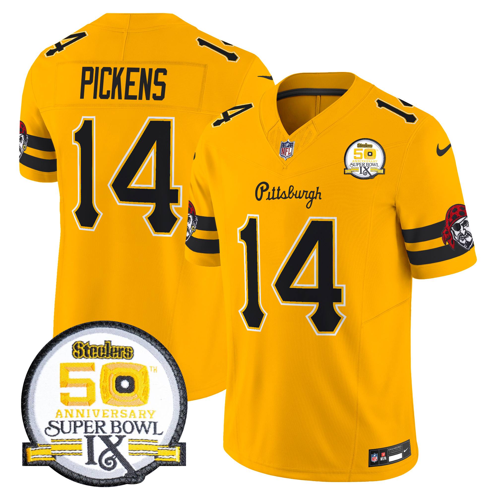 Men's George Pickens Pittsburgh Steelers 2024 Vapor Limited Gold Jersey - All Stitched