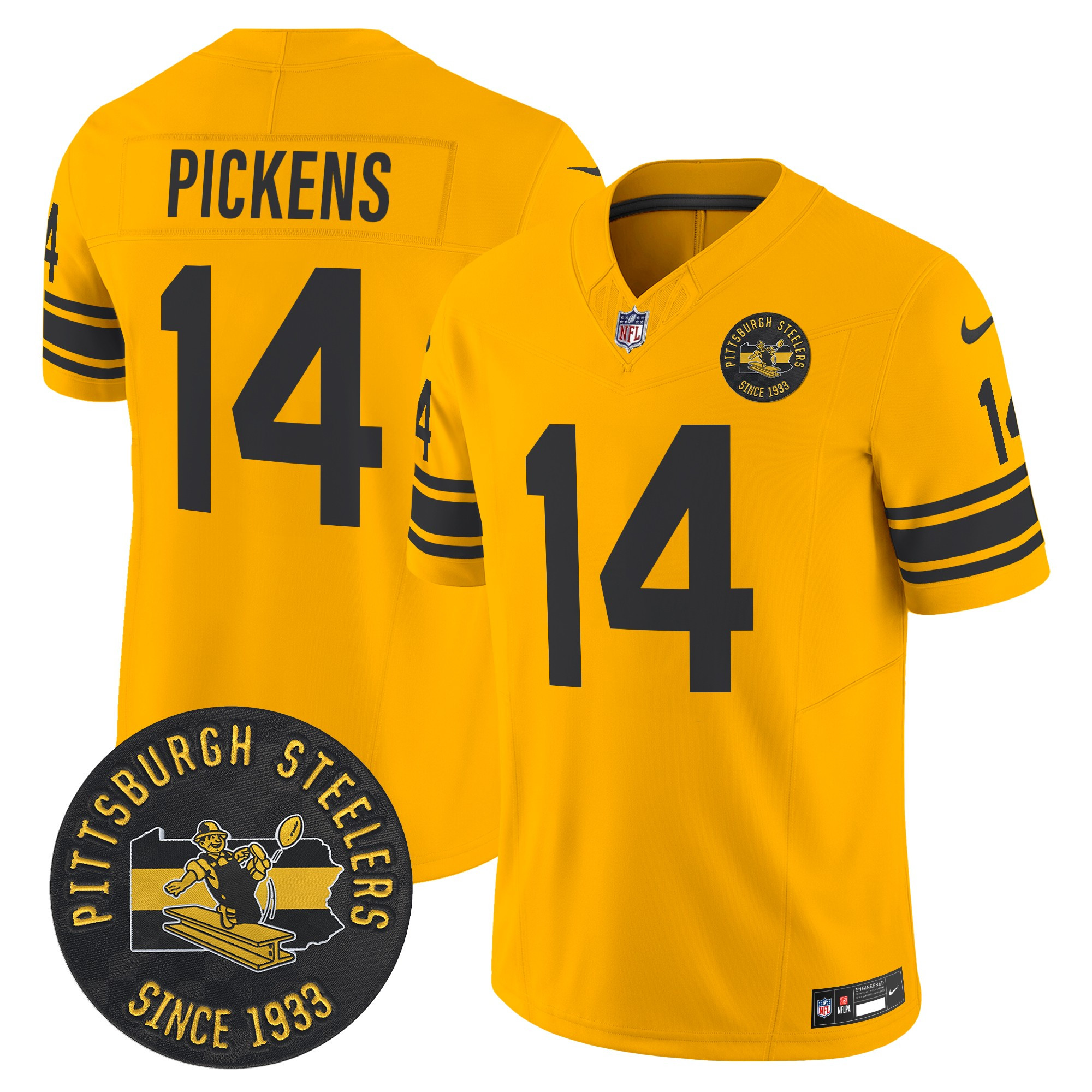 Men's George Pickens Pittsburgh Steelers Throwback 1962 Vapor Limited Gold Jersey - All Stitched
