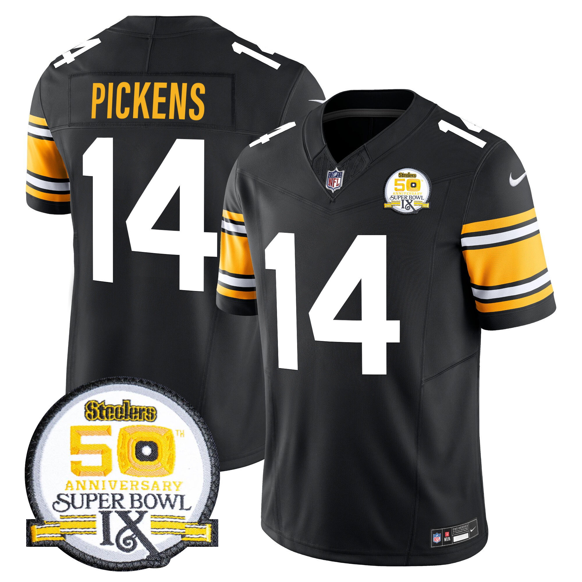 Men's George Pickens Pittsburgh Steelers Throwback 2024 Vapor Limited 1975 Throwback Jersey - All Stitched