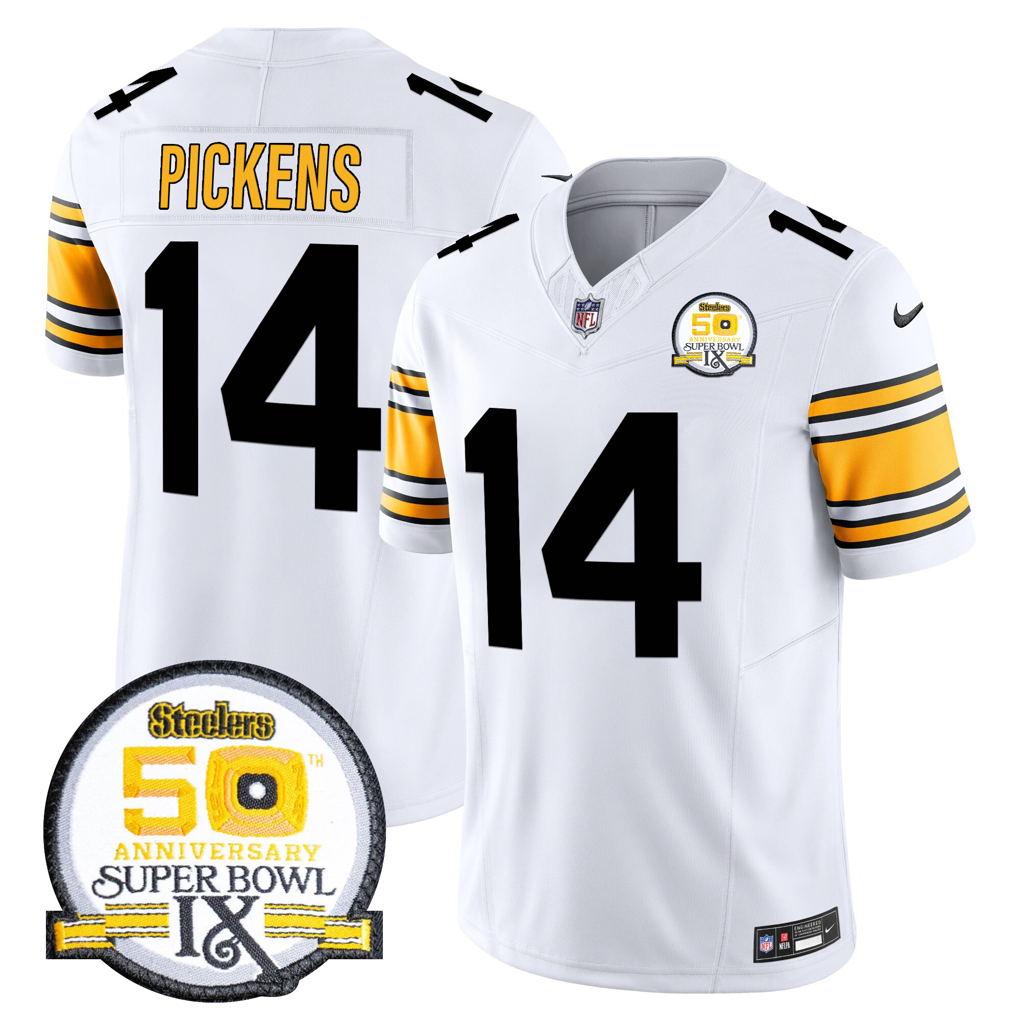Men's George Pickens Pittsburgh Steelers Throwback 2024 Vapor Limited 1975 White Jersey - All Stitched