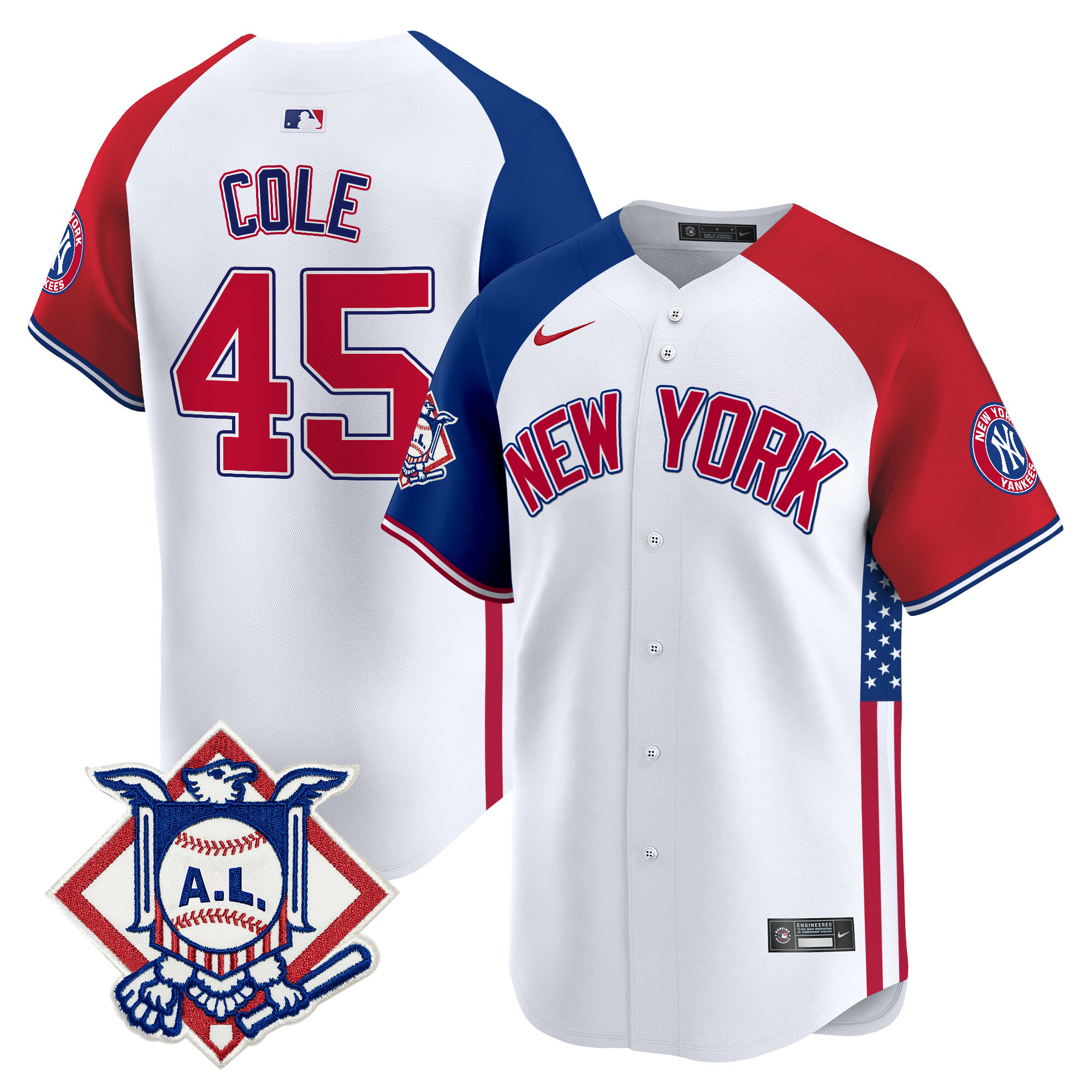 Men's Gerrit Cole New York Yankees 2024 Fourth of July Vapor Premier Limited Alternate Jersey V8 - All Stitched
