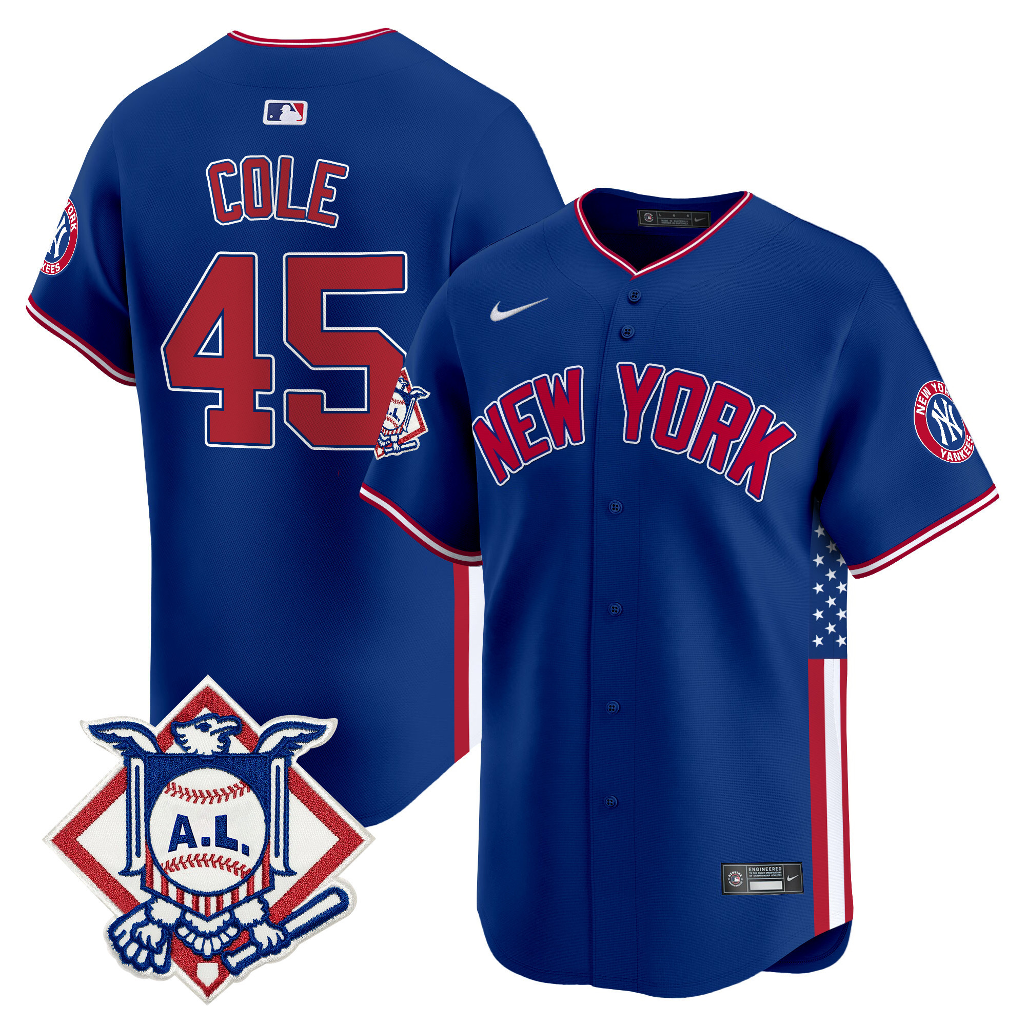 Men's Gerrit Cole New York Yankees 2024 Fourth of July Vapor Premier Limited Royal Jersey V8 - All Stitched