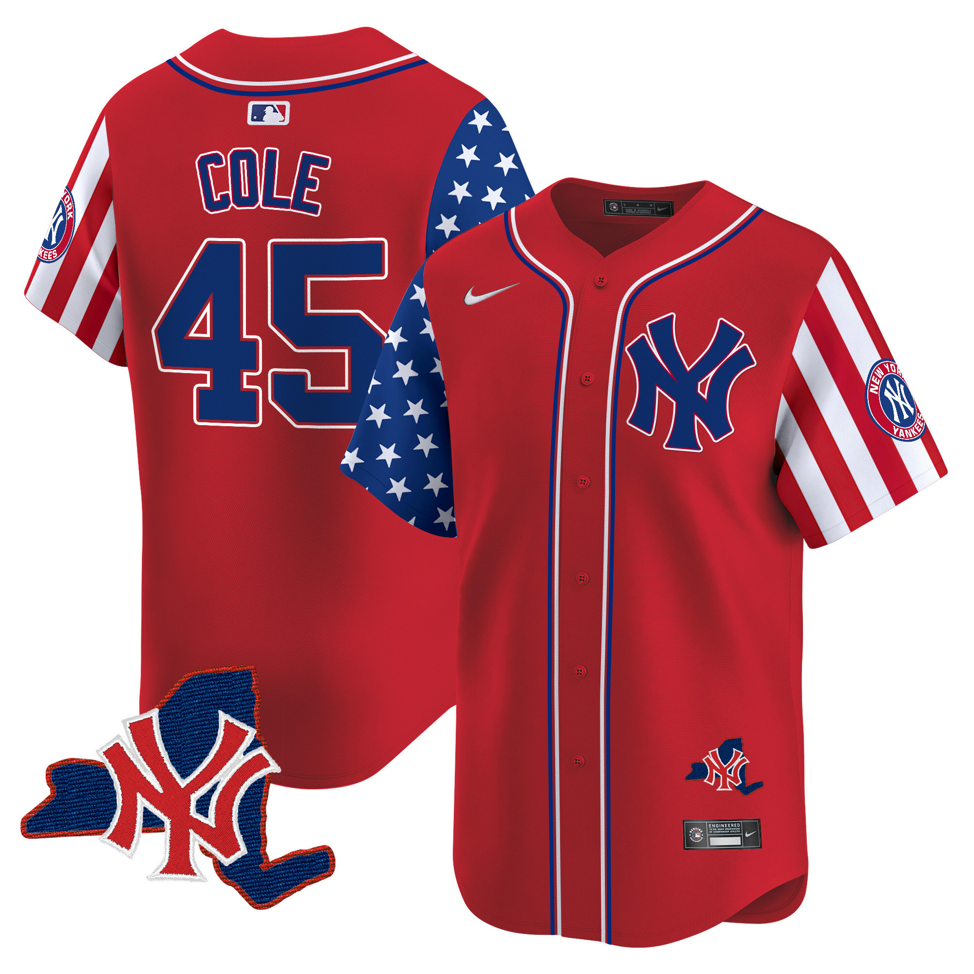 Men's Gerrit Cole New York Yankees 2024 Independence Day Vapor Premier Limited Red Jersey V2 - All Stitched