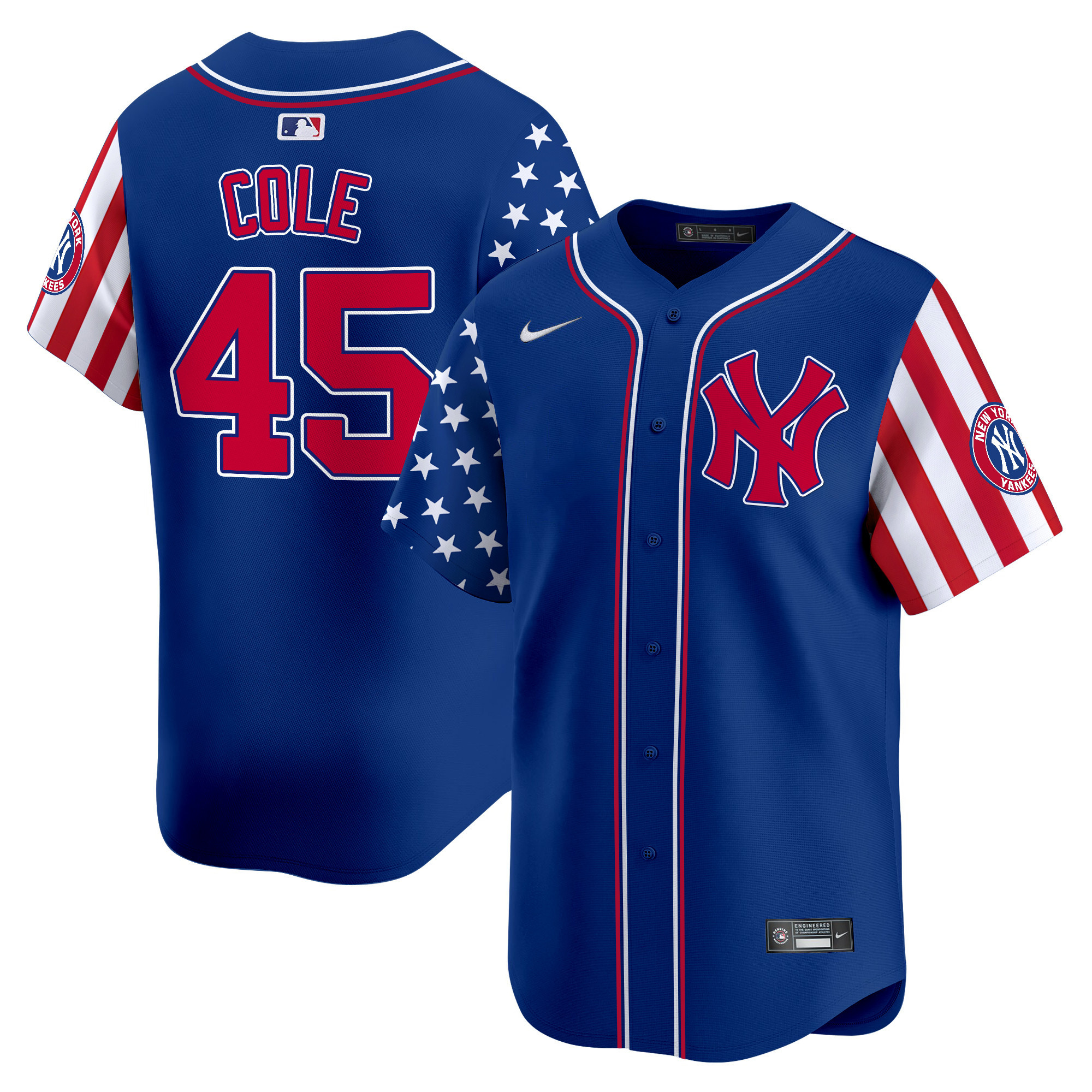 Men's Gerrit Cole New York Yankees 2024 Independence Day Vapor Premier Limited Royal Jersey - All Stitched