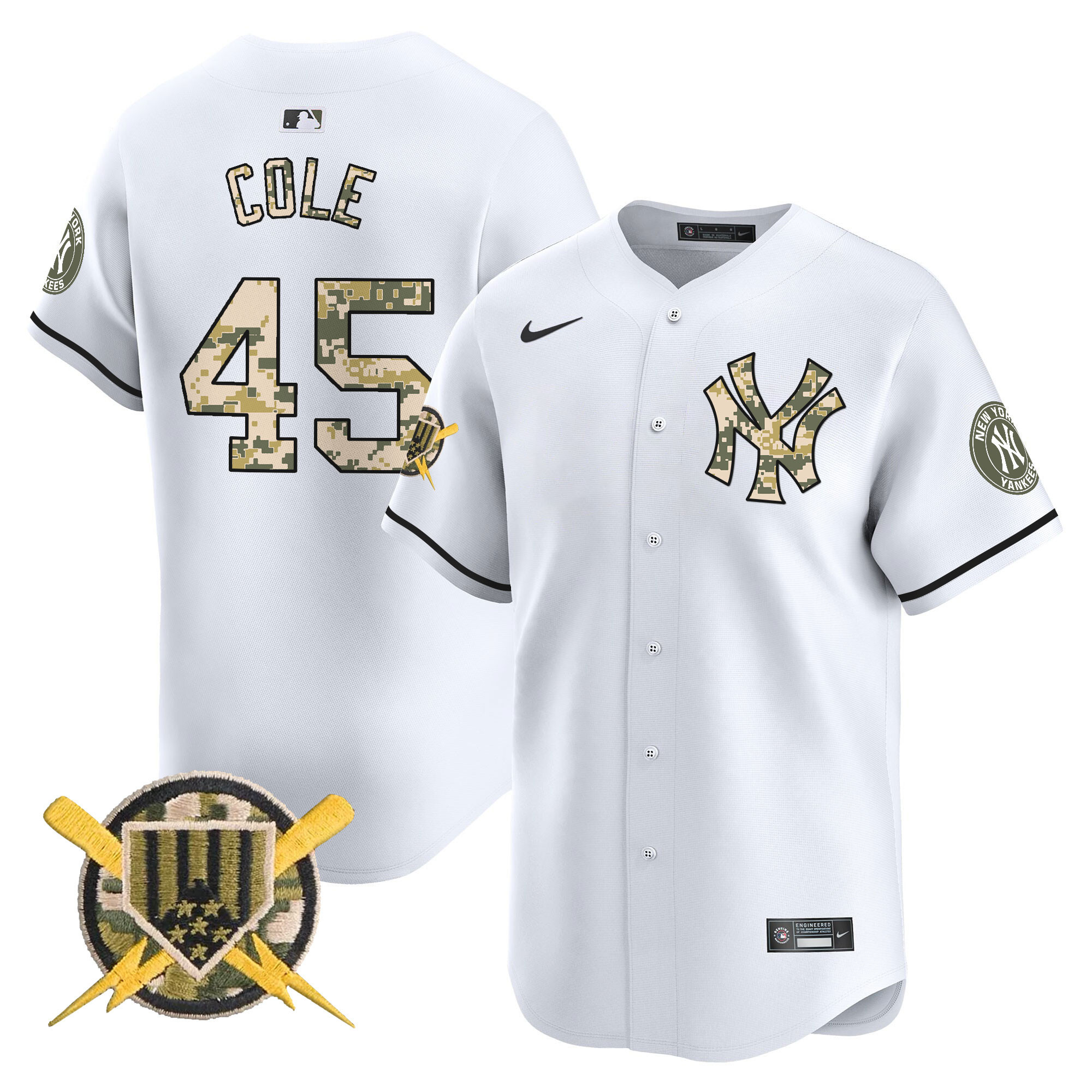 Men's Gerrit Cole New York Yankees Armed Forces Day Vapor Premier Limited White Jersey - All Stitched