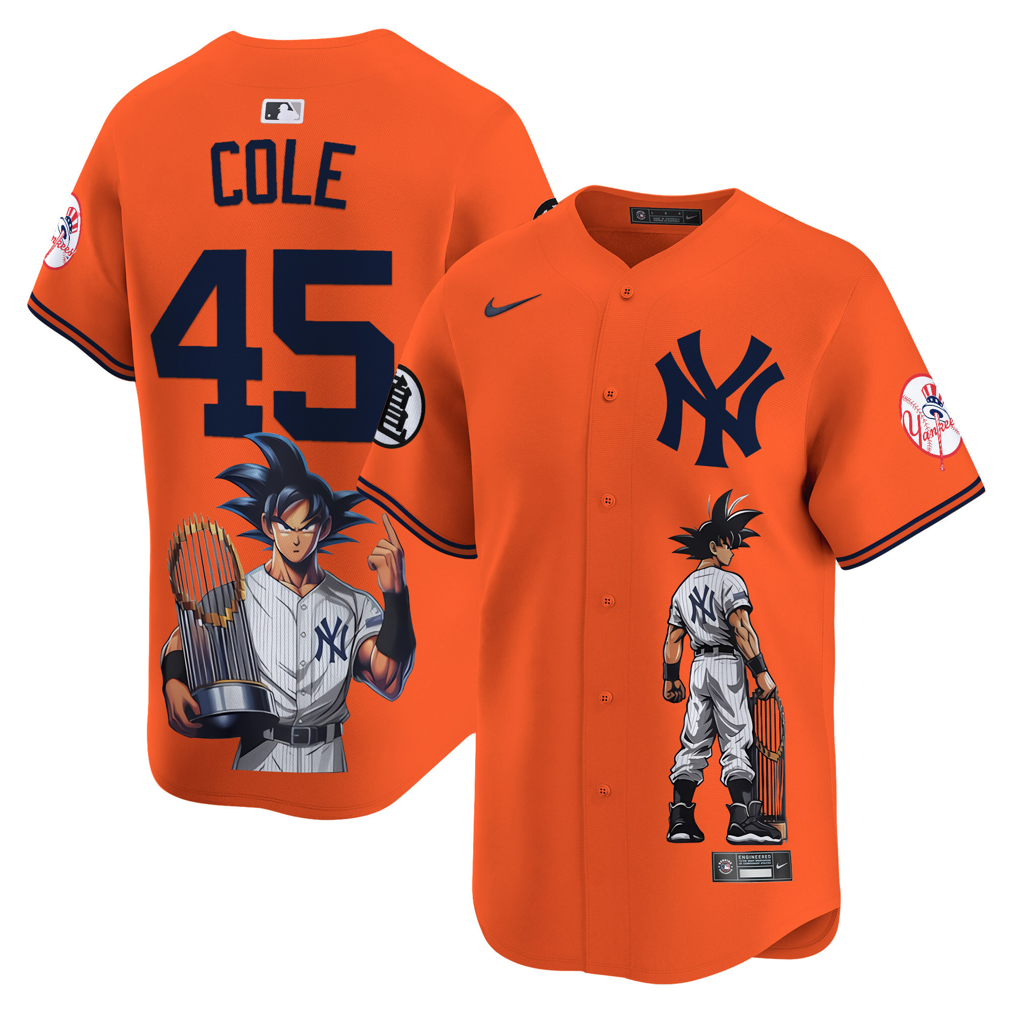 Men's Gerrit Cole New York Yankees Dragon Ball Son Goku Vapor Premier Limited Orange Jersey - Printed