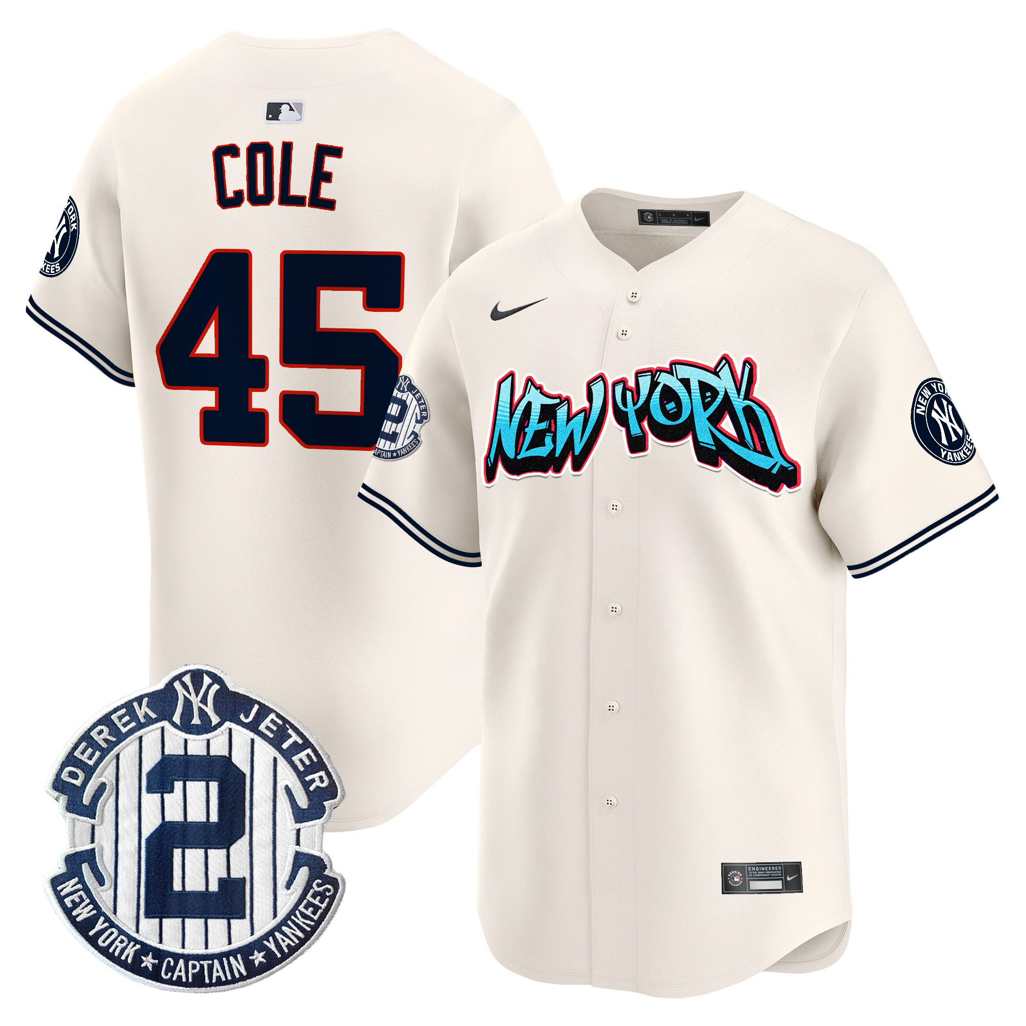 Men's Gerrit Cole New York Yankees Graffiti Vapor Premier Limited Cream Jersey - All Stitched