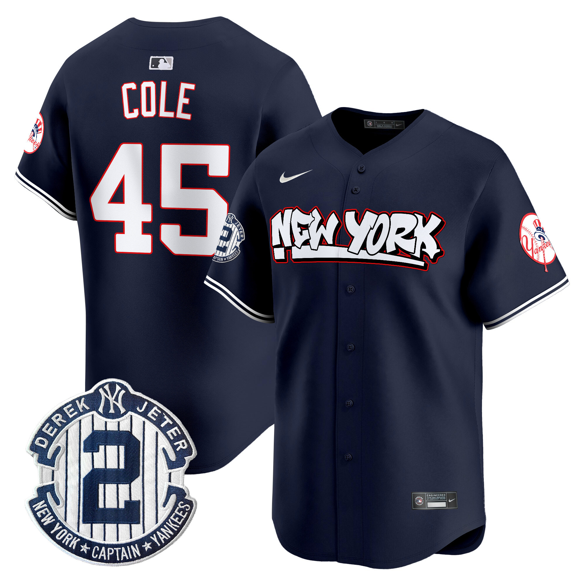 Men's Gerrit Cole New York Yankees Graffiti Vapor Premier Limited Navy Jersey V2 - All Stitched
