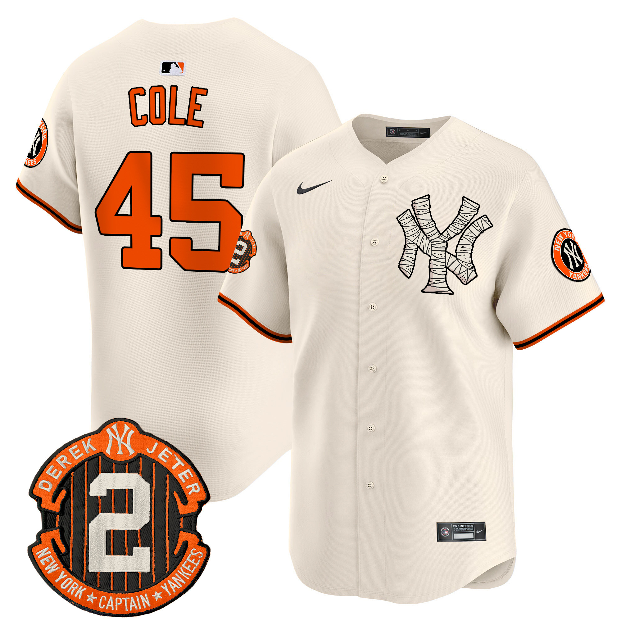 Men's Gerrit Cole New York Yankees Halloween Vapor Premier Limited Cream Jersey - All Stitched