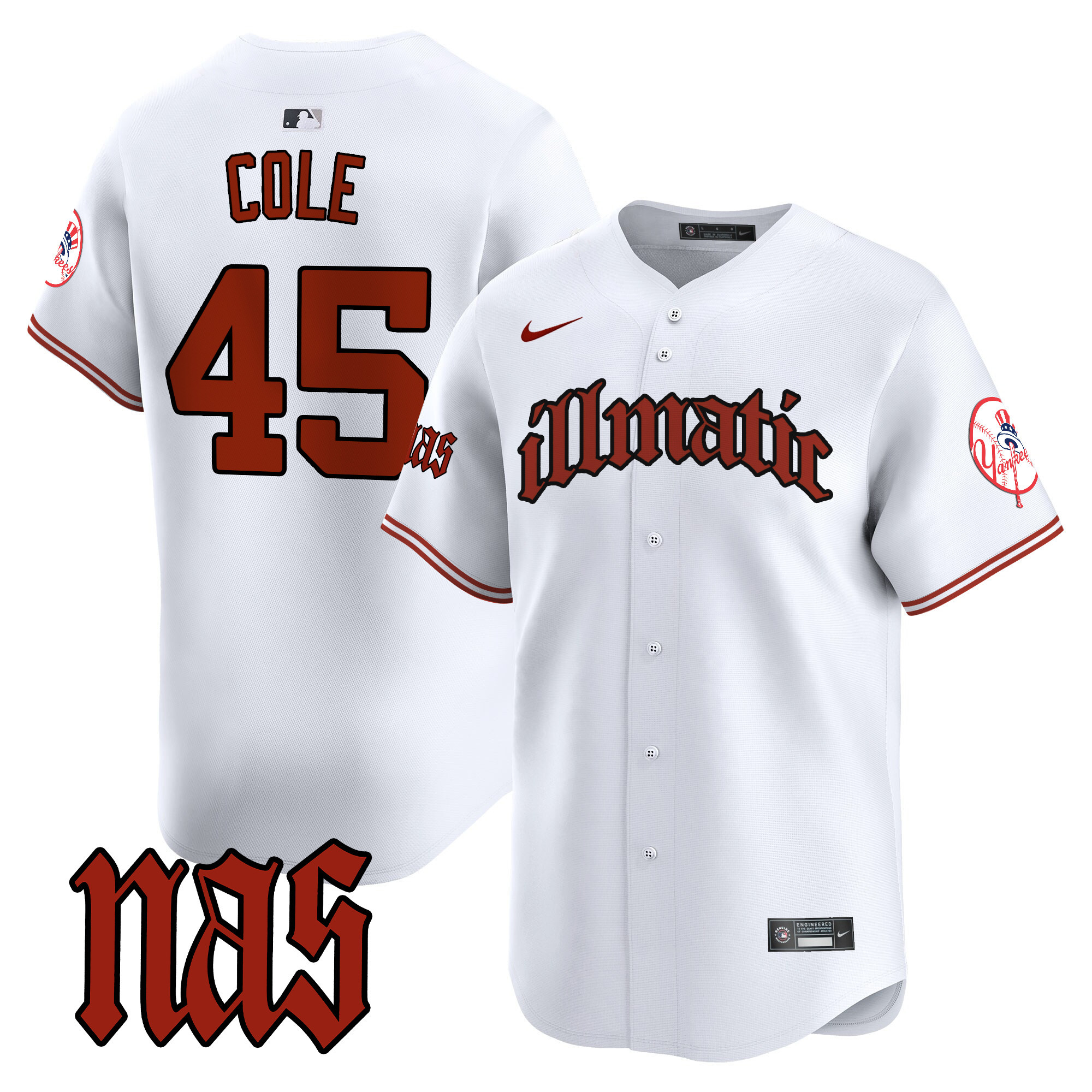 Men's Gerrit Cole New York Yankees Nas Illmatic Vapor Premier Limited White Jersey - All Stitched
