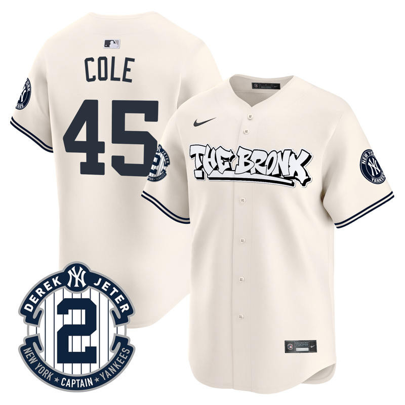 Men's Gerrit Cole New York Yankees The Bronx Graffiti Vapor Premier Limited Cream Jersey - All Stitched