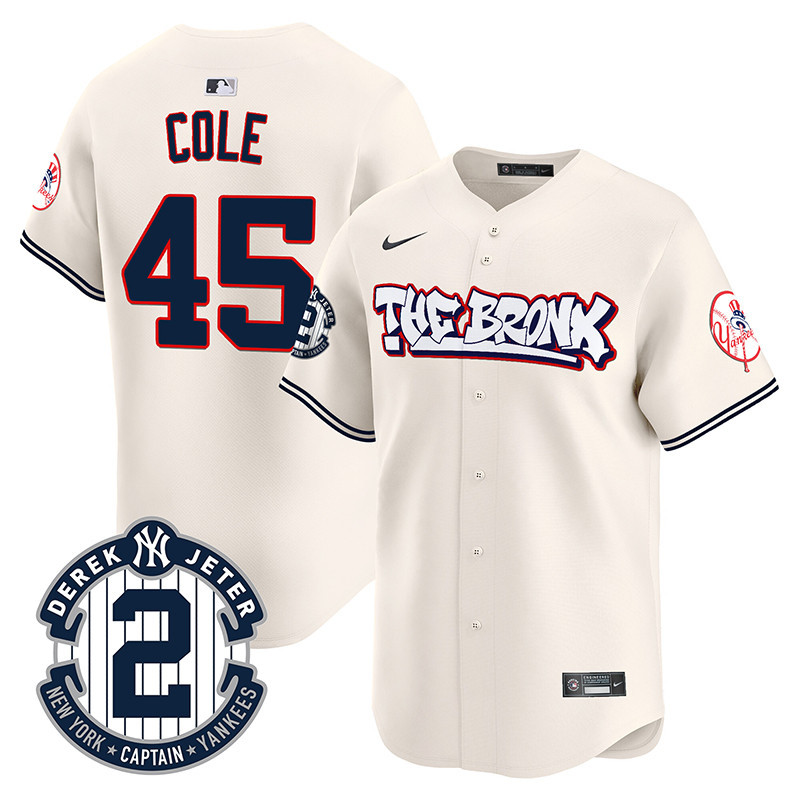 Men's Gerrit Cole New York Yankees The Bronx Graffiti Vapor Premier Limited Cream Jersey V2 - All Stitched