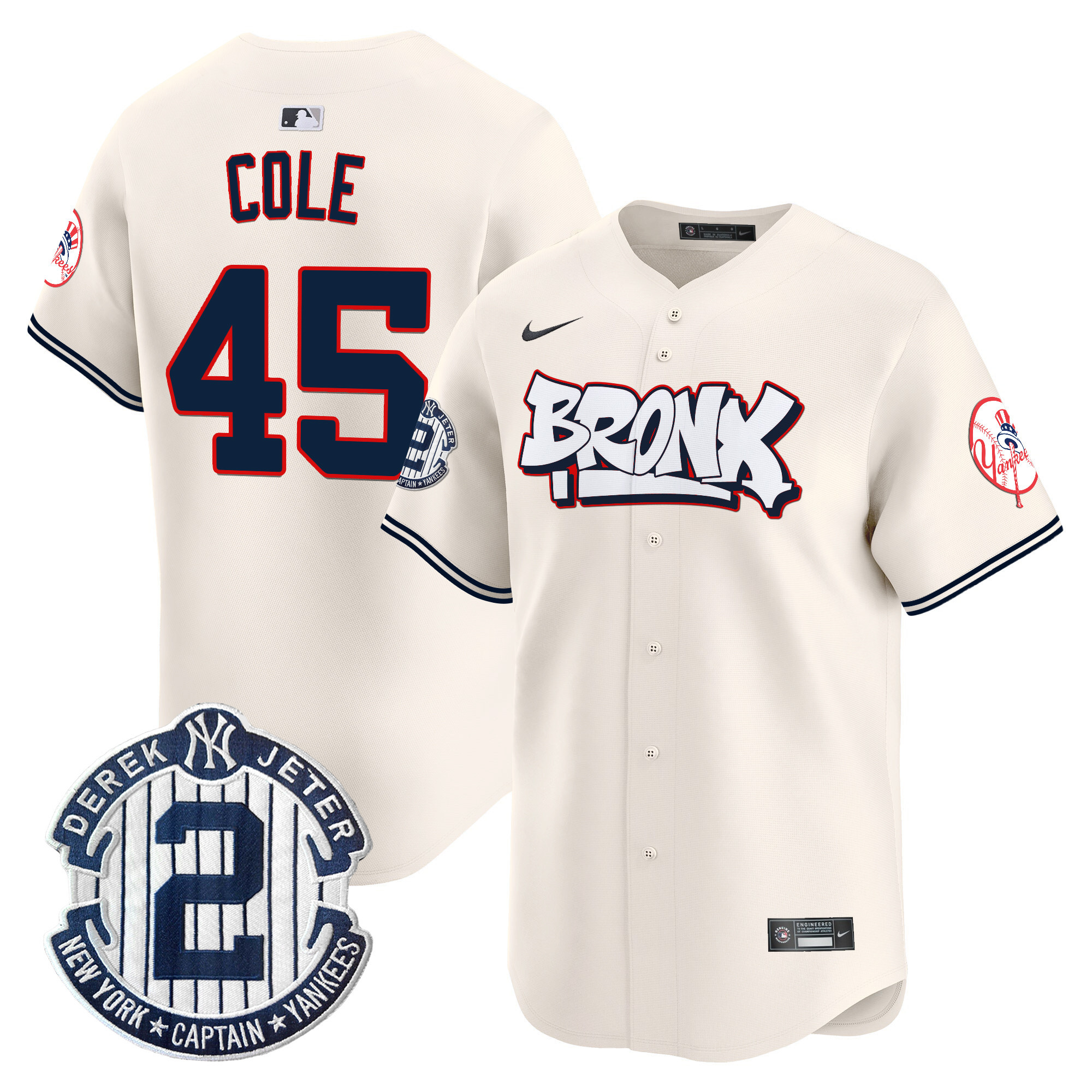 Men's Gerrit Cole New York Yankees The Bronx Graffiti Vapor Premier Limited Cream Jersey V4 - All Stitched