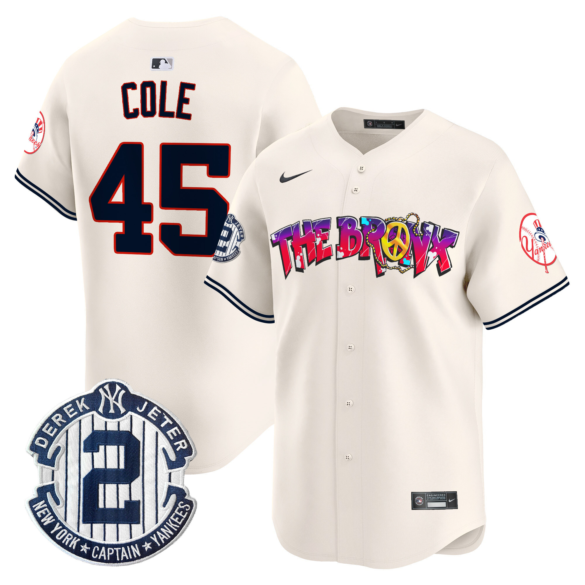 Men's Gerrit Cole New York Yankees The Bronx Graffiti Vapor Premier Limited Cream Jersey V7 - All Stitched