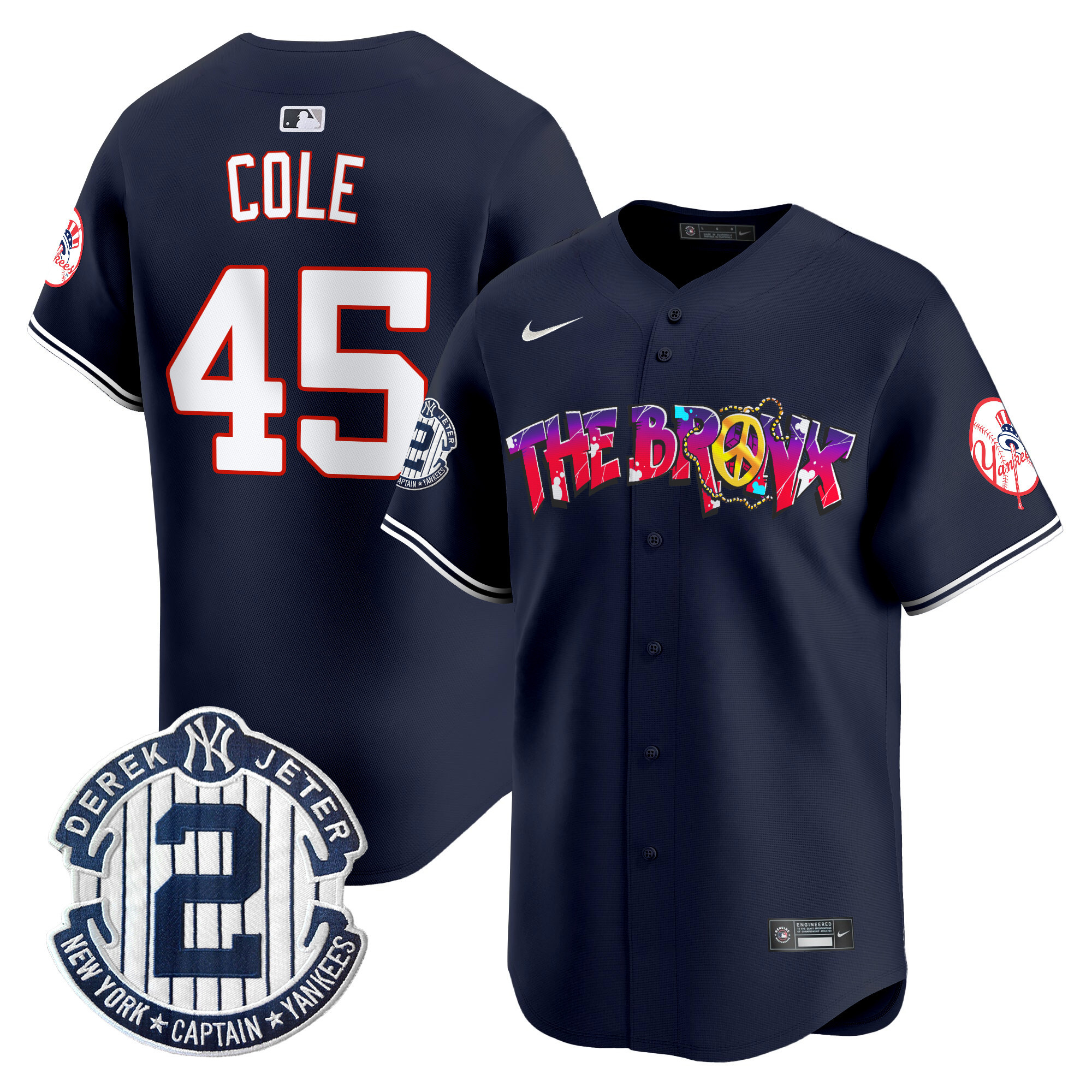 Men's Gerrit Cole New York Yankees The Bronx Graffiti Vapor Premier Limited Navy Jersey V7 - All Stitched