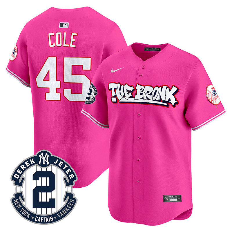 Men's Gerrit Cole New York Yankees The Bronx Graffiti Vapor Premier Limited Pink Jersey V2 - All Stitched