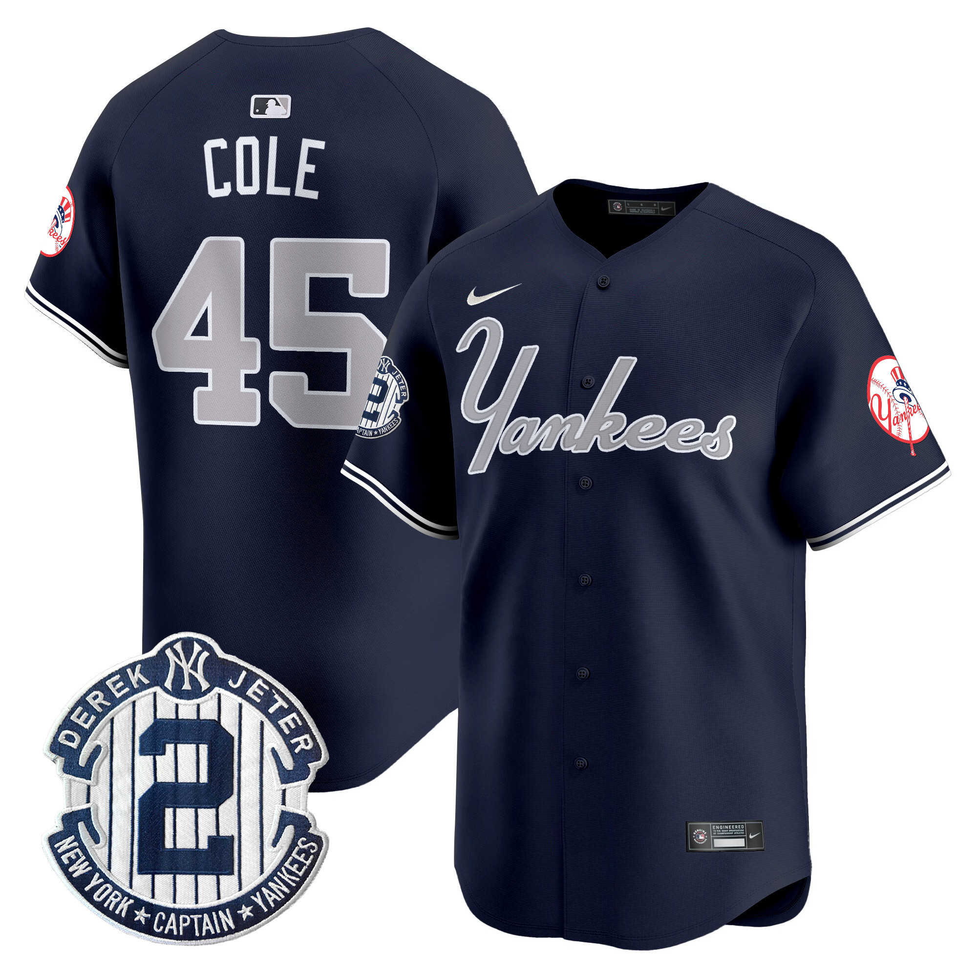 Men's Gerrit Cole New York Yankees Throwback Vapor Premier Limited Navy Jersey - All Stitched
