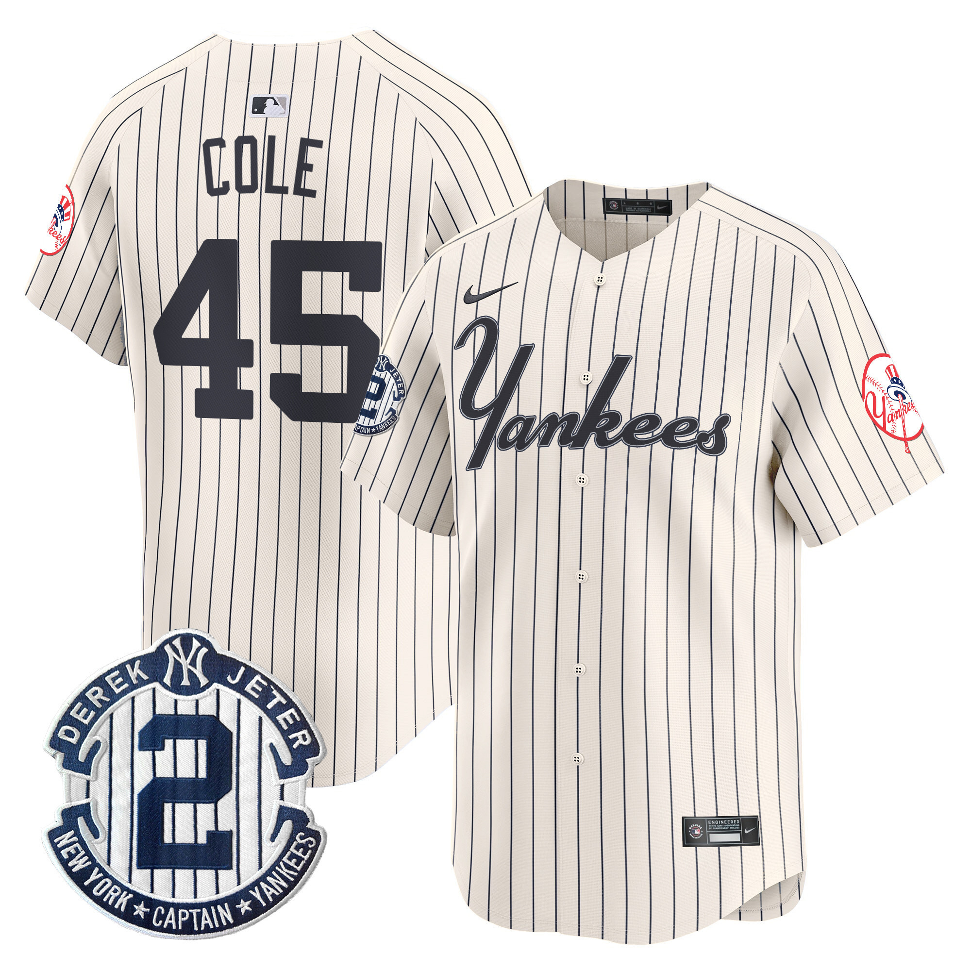 Men's Gerrit Cole New York Yankees Throwback Vapor Premier Limited Pinstripe Cream Jersey - All Stitched