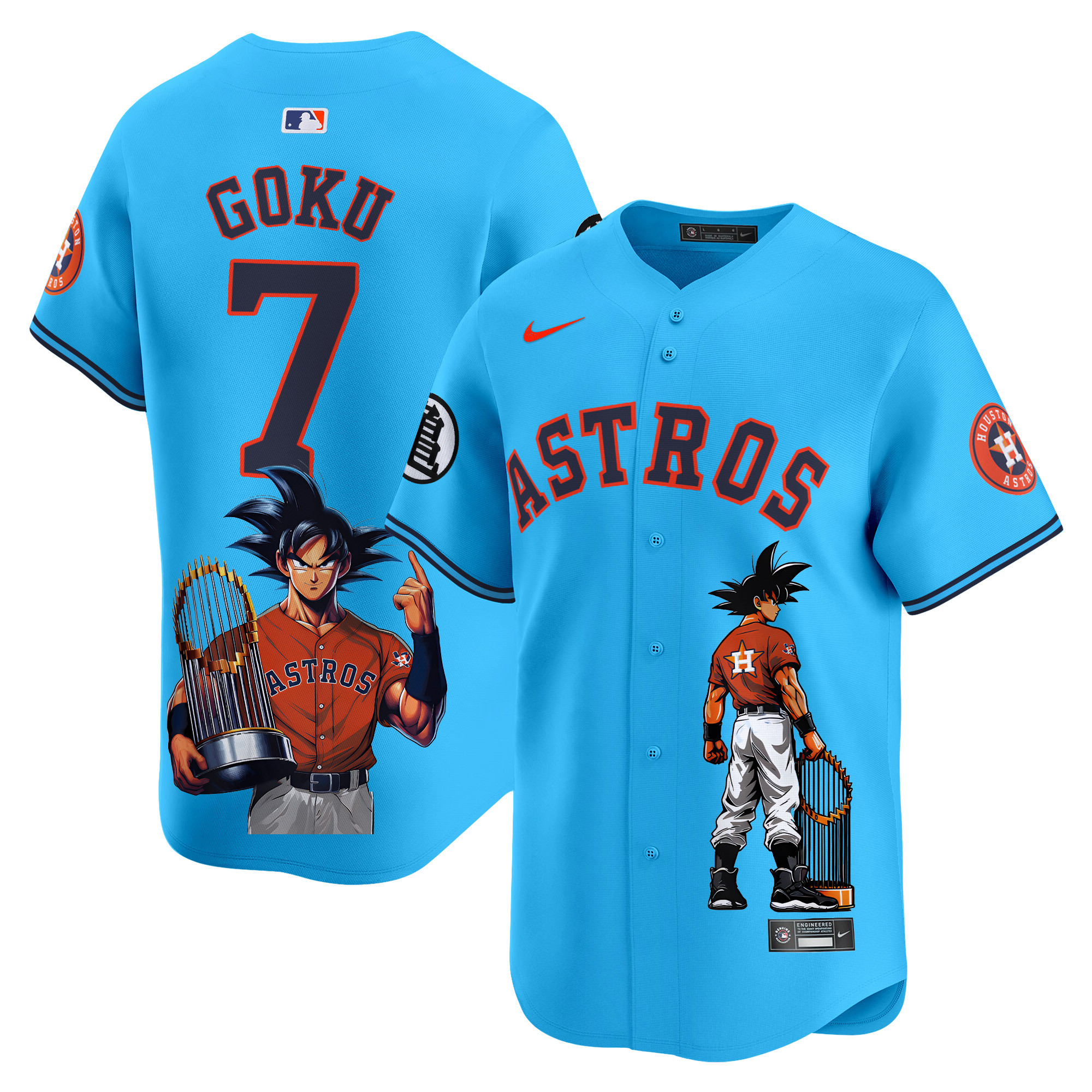 Men's Goku Houston Astros Dragon Ball Son Goku Vapor Premier Limited Light Blue Jersey - Printed