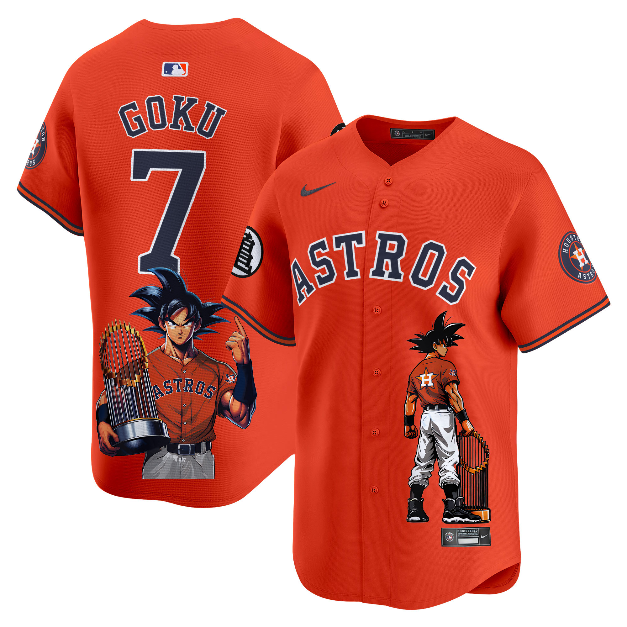 Men's Goku Houston Astros Dragon Ball Son Goku Vapor Premier Limited Orange Jersey - Printed
